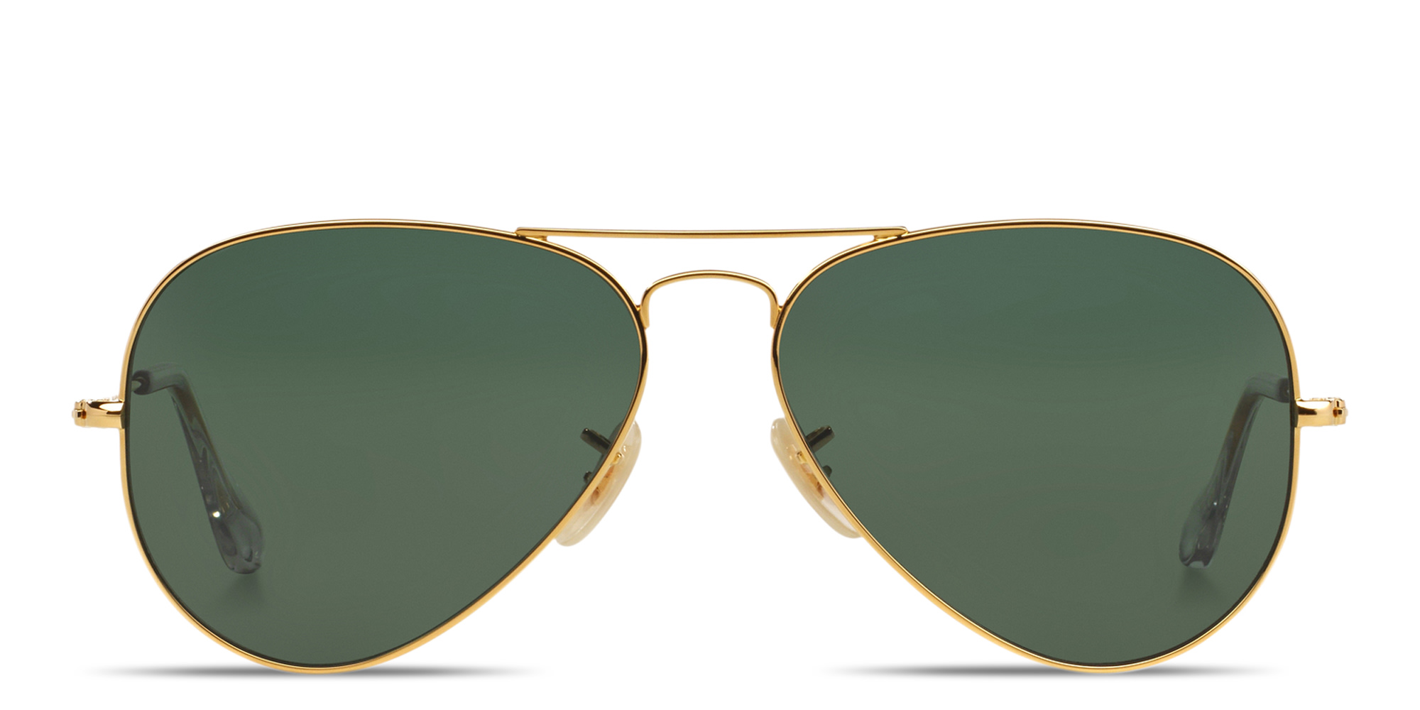 Shop Ray-Ban Unisex Aviator Solid Gold Sunglasses in Polished Gold online.