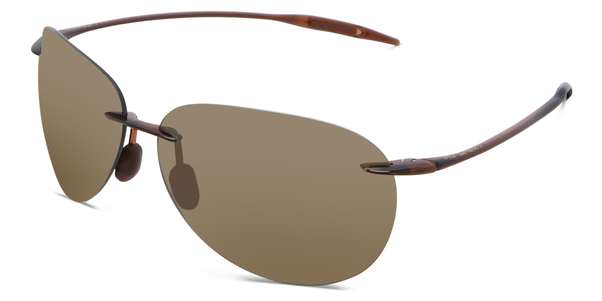 Maui Jim Sugar Beach Unisex Rimless Aviator Sunglasses in Brown – Product Photo 2