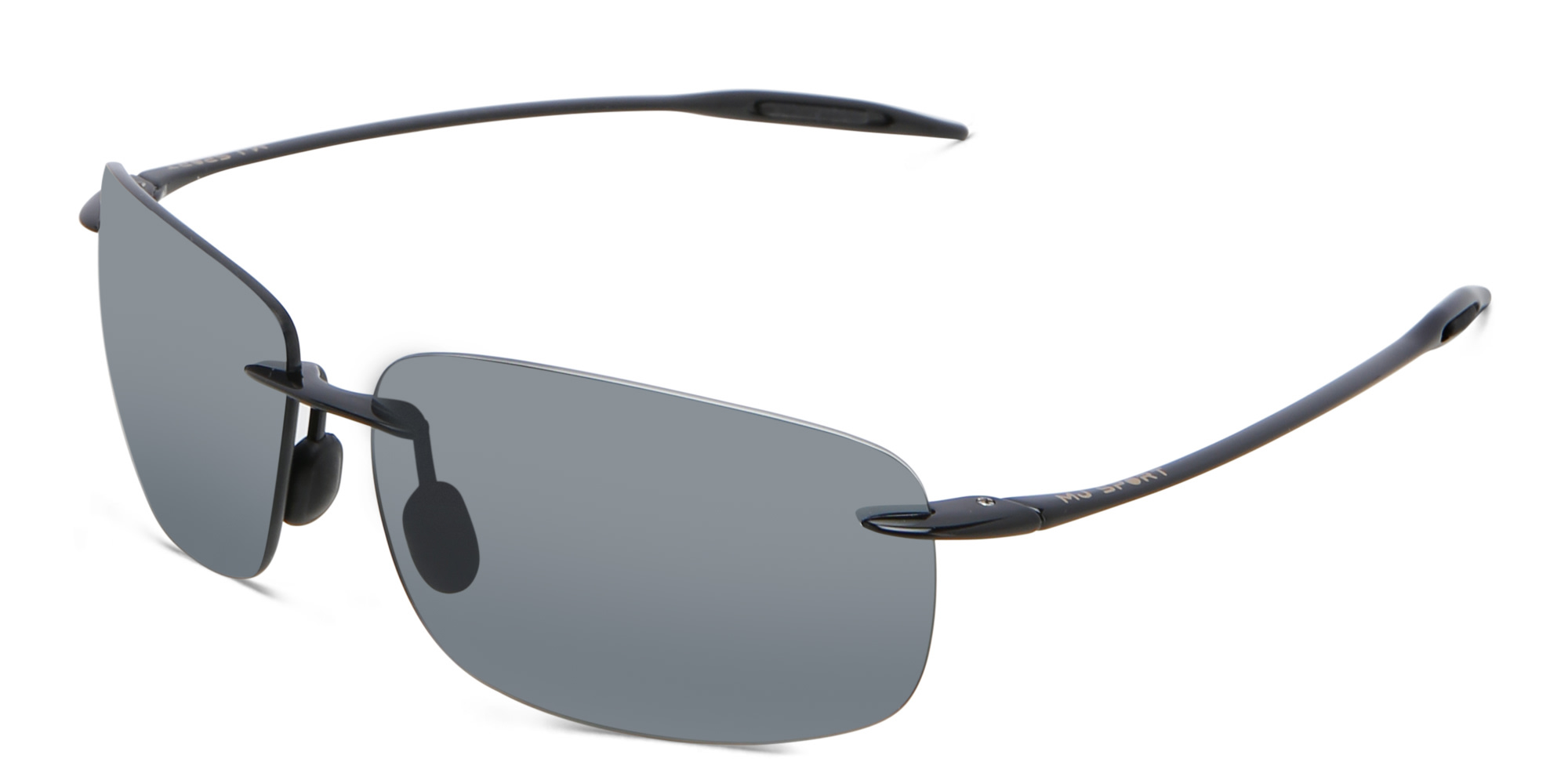 Maui Jim Break Wall Unisex Rimless Rectangle Sunglasses in Black – Product Photo 2