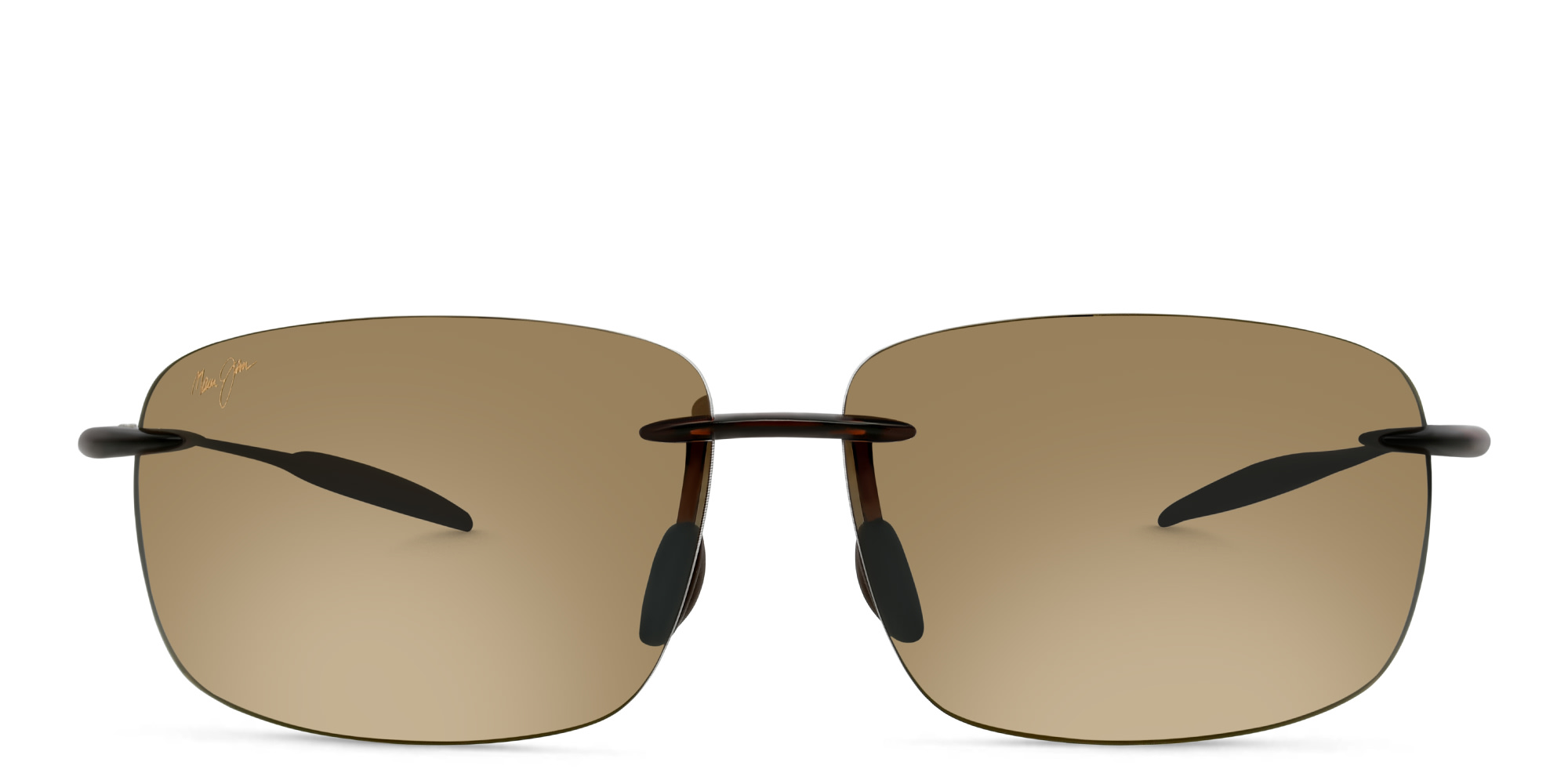 Shop Maui Jim Break Wall Unisex Rimless Rectangle Sunglasses in Brown online.