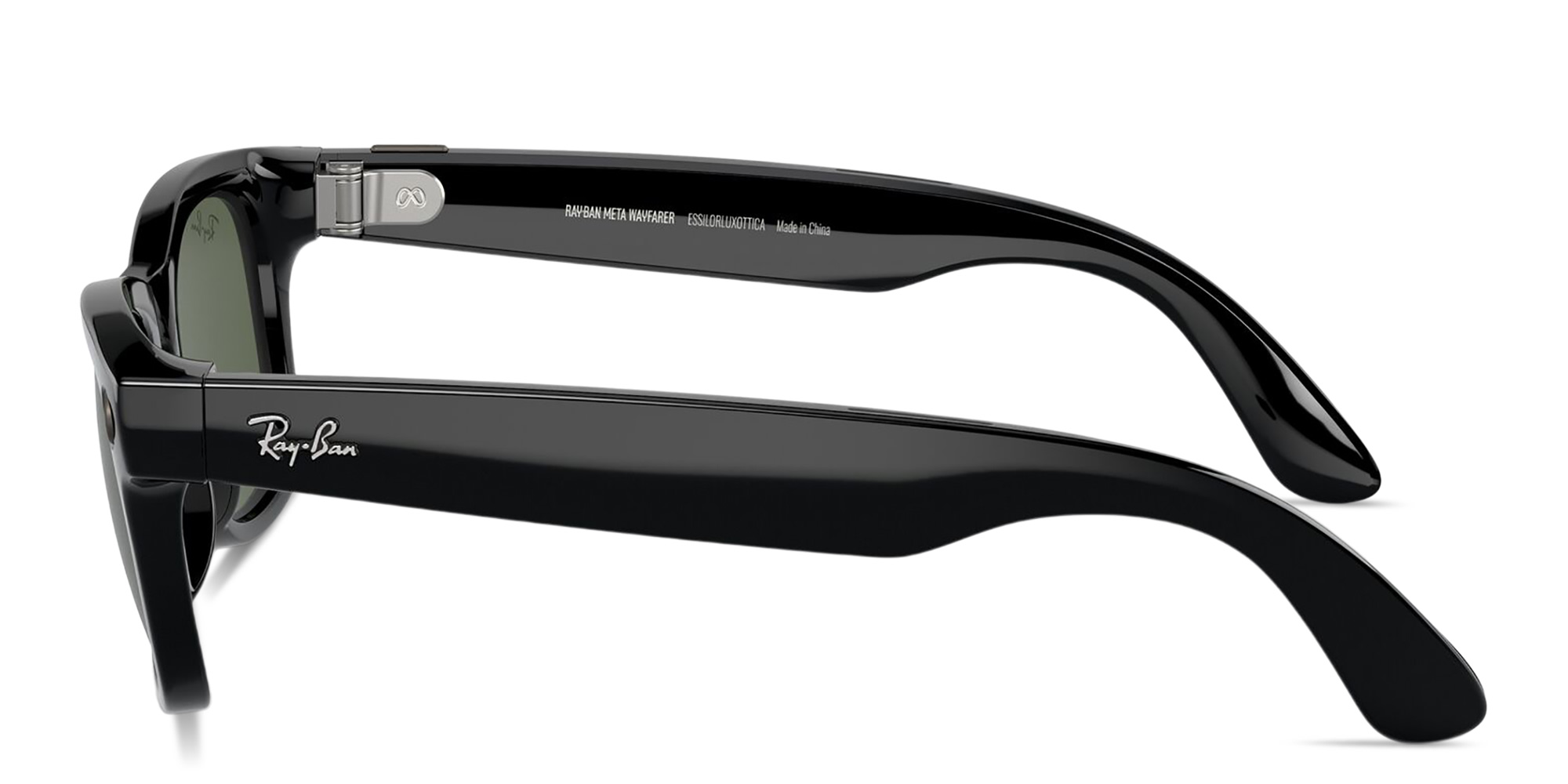 Shop Ray-Ban Meta Wayfarer Unisex Square Sunglasses in Shiny Black online.