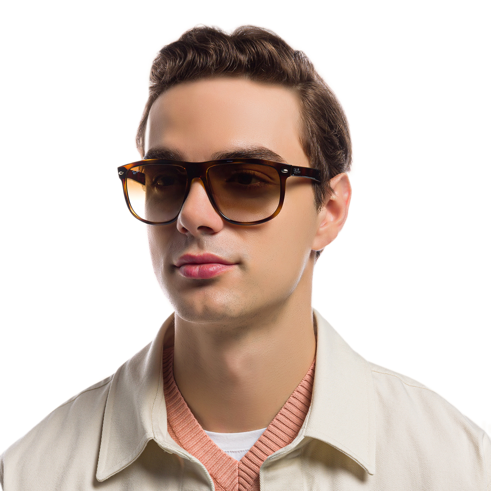 Ray-Ban Boyfriend Square Sunglasses in Light Havana – Product Photo 5