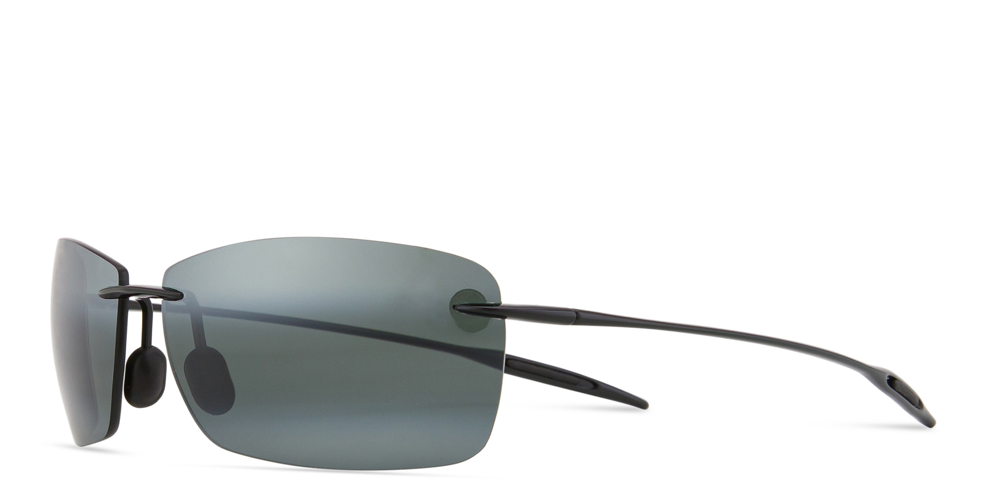 Shop Maui Jim Lighthouse Wide Rimless Rectangle Sunglasses in Black online.