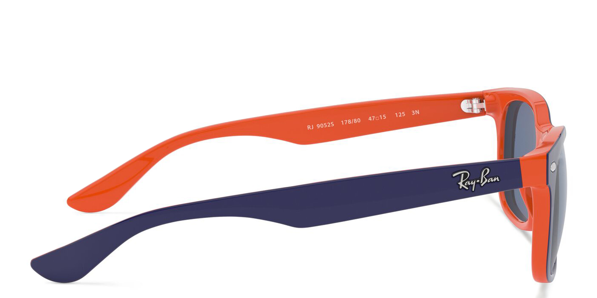 Ray-Ban Junior New Wayfarer Kids Square Sunglasses in Blue On Orange – Product Photo 3