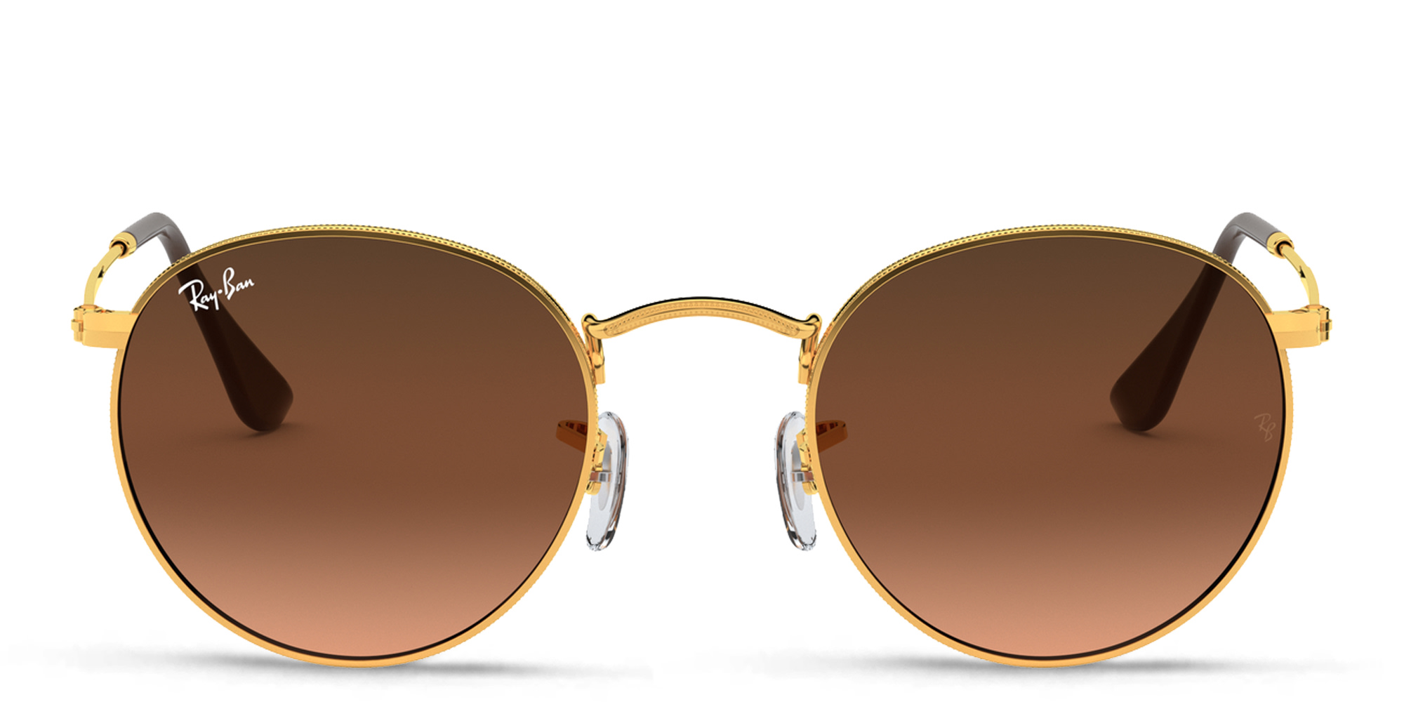 Shop Ray-Ban Unisex Round Metal Sunglasses in Gold online.