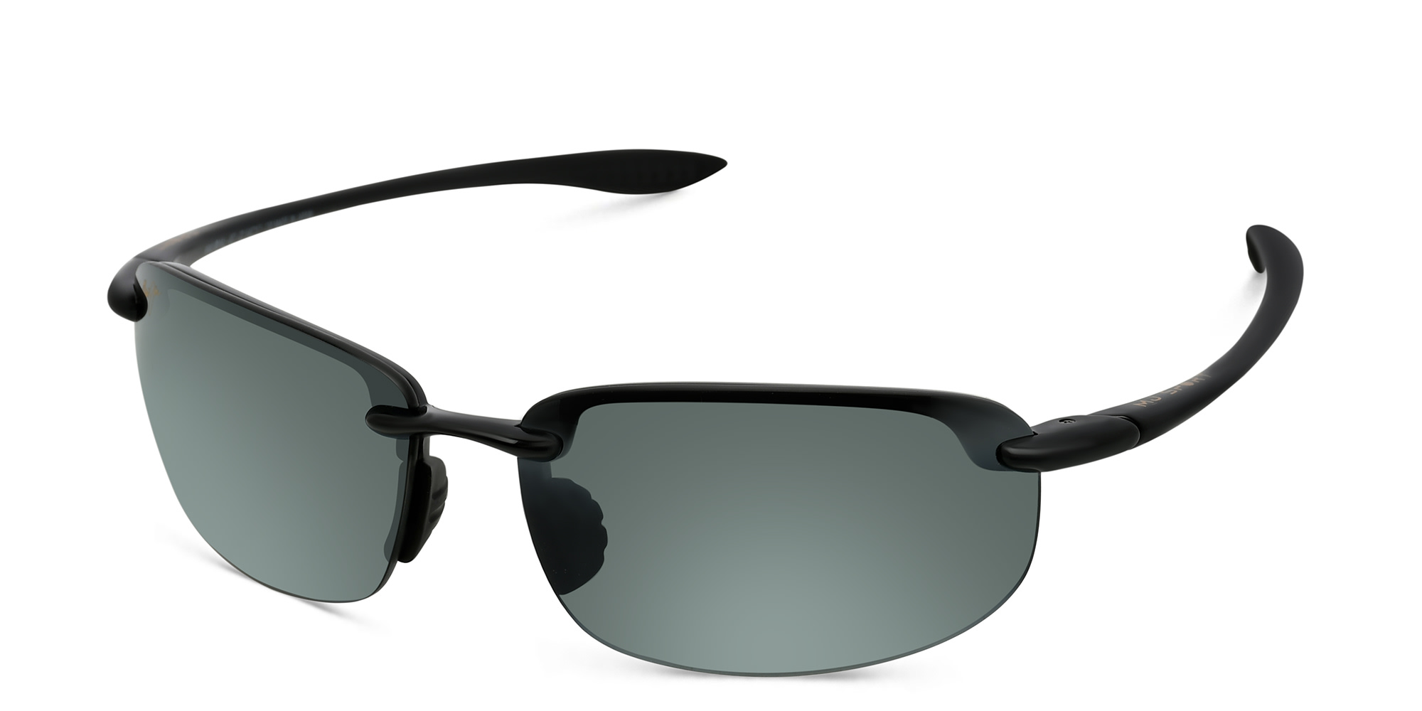 Shop Maui Jim Ho'Okipa Unisex Rimless Wide Rectangle Sunglasses in Black online.