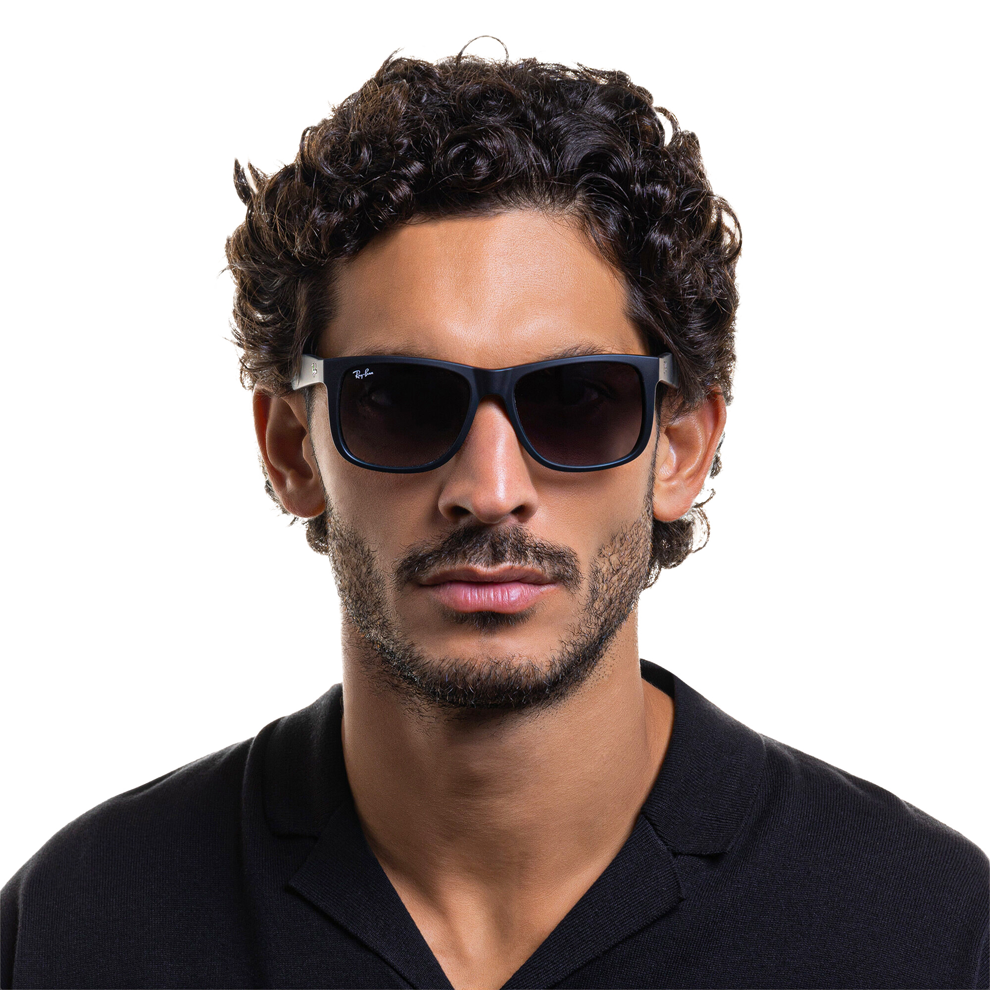 Shop Ray-Ban Justin Square Sunglasses in Black online.