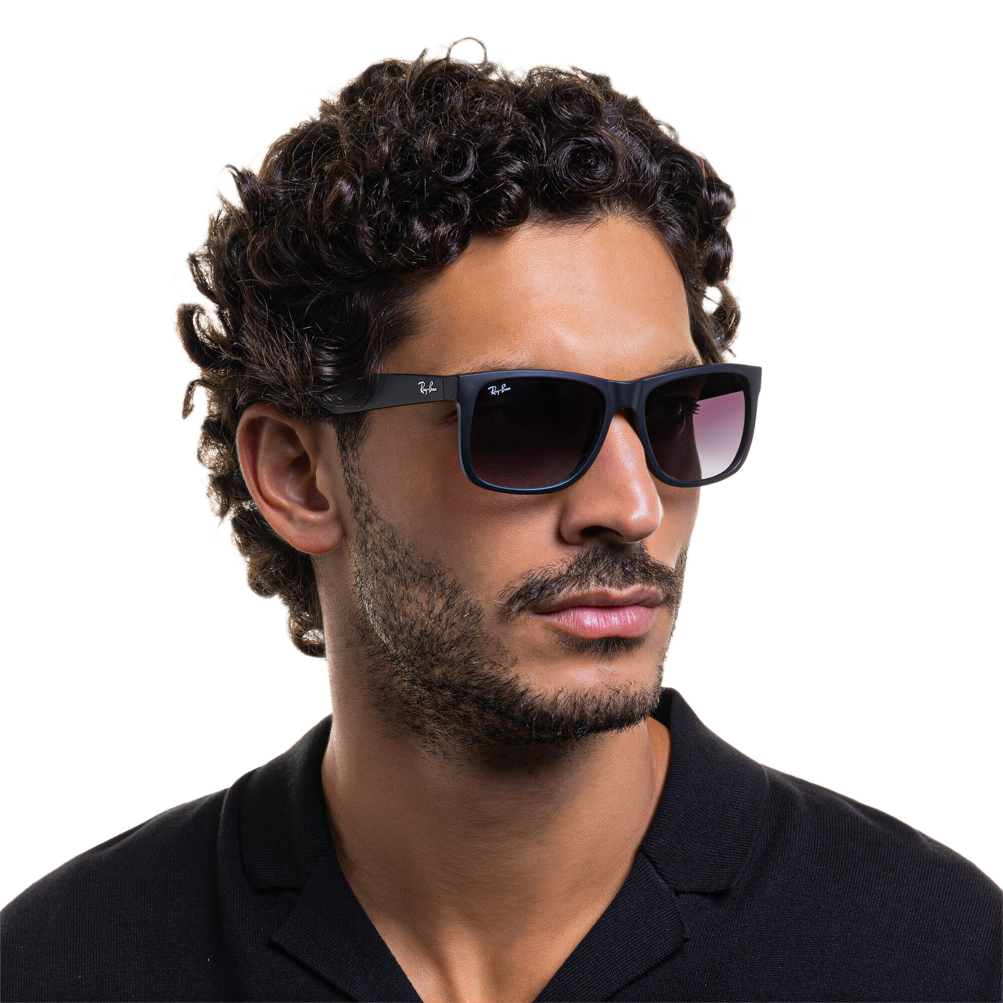 Shop Ray-Ban Justin Square Sunglasses in Black online.