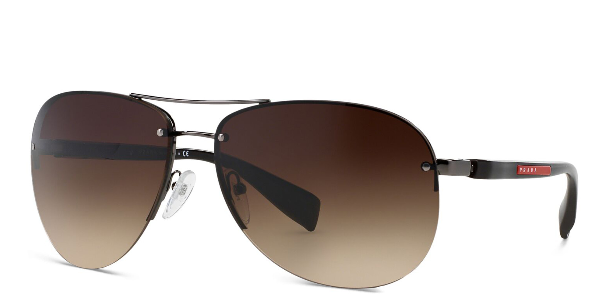 Prada Linea Rossa Rimless Wide Aviator Sunglasses in Black – Product Photo 2