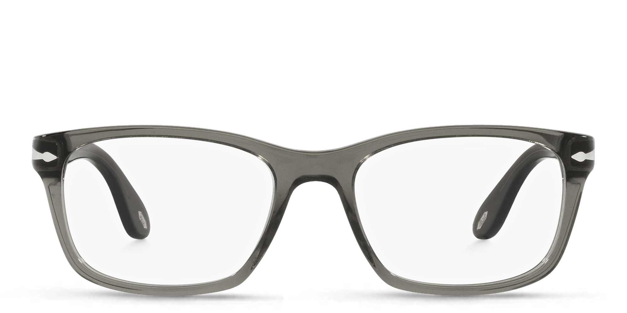 PERSOL Square Eyeglasses in Taupe Grey Transparent – Product Photo 1