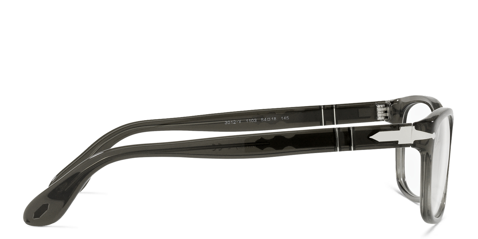 PERSOL Square Eyeglasses in Taupe Grey Transparent – Product Photo 3