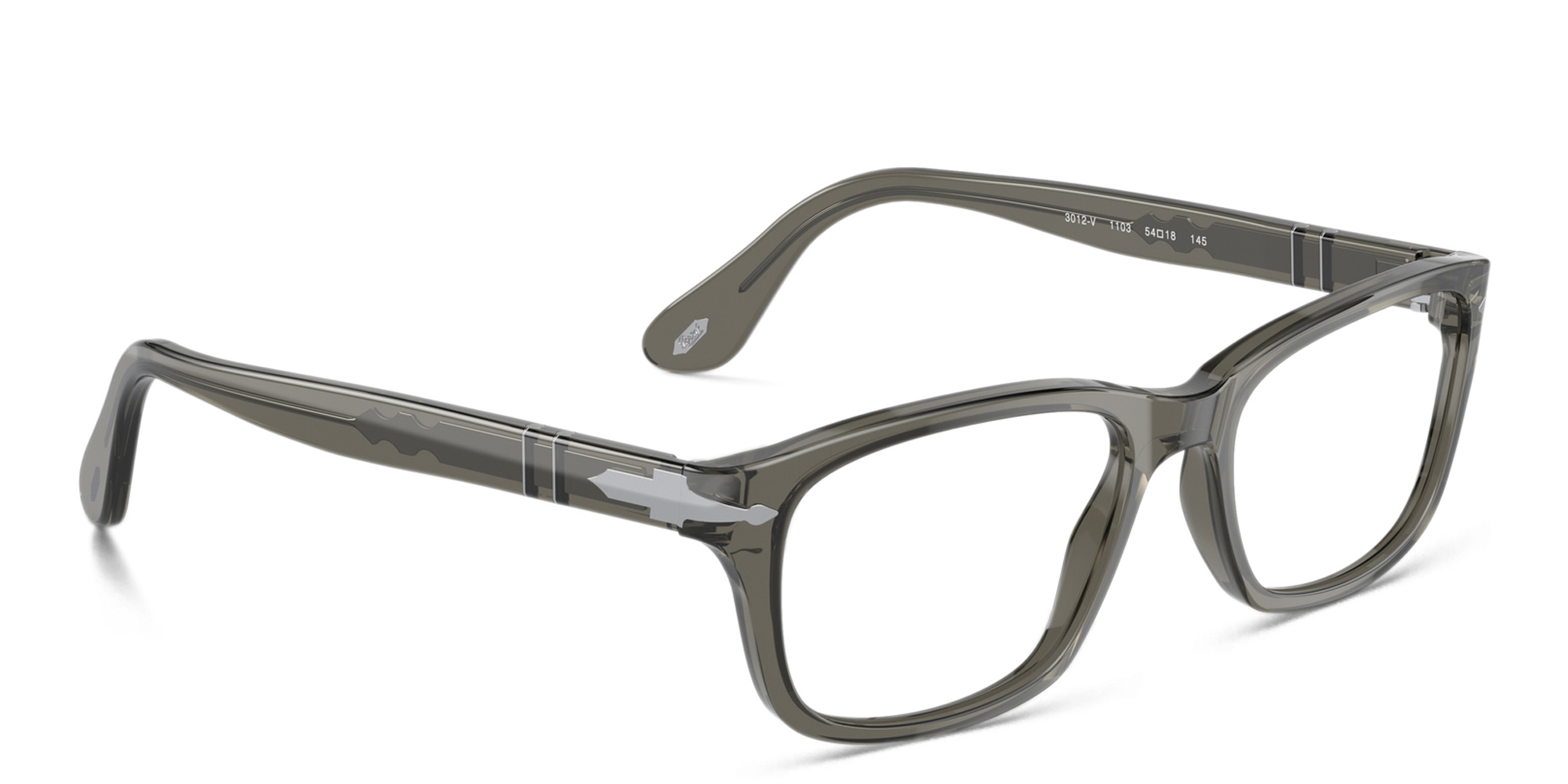 PERSOL Square Eyeglasses in Taupe Grey Transparent – Product Photo 4