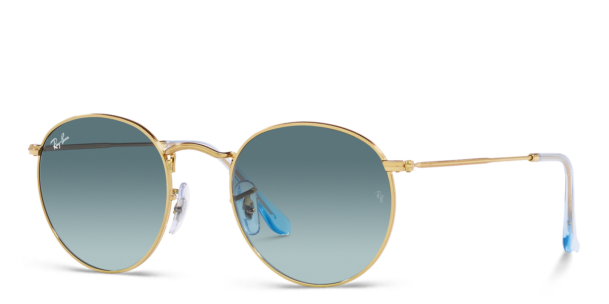 Shop Ray-Ban Round Metal Sunglasses in Gold online.