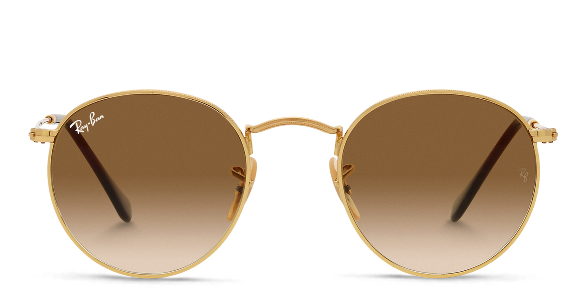 Shop Ray-Ban Round Metal Sunglasses in Gold online.