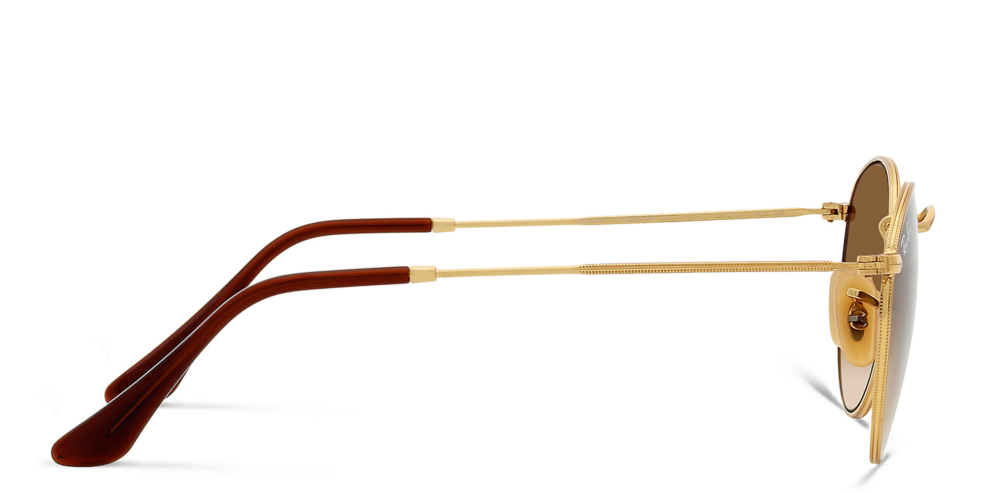 Shop Ray-Ban Round Metal Sunglasses in Gold online.