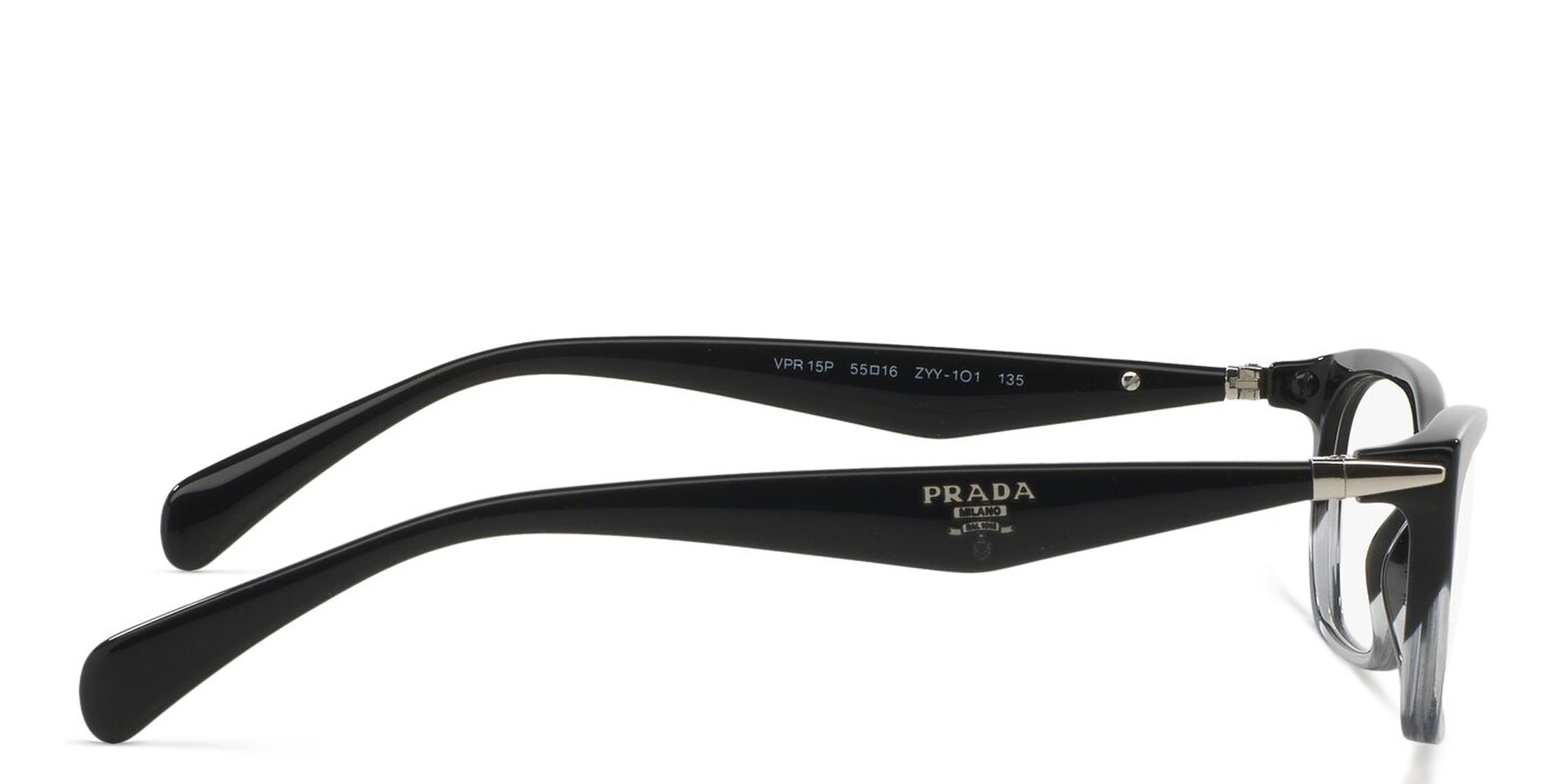 PRADA Irregular Eyeglasses in Black Gradient Transparent – Product Photo 3