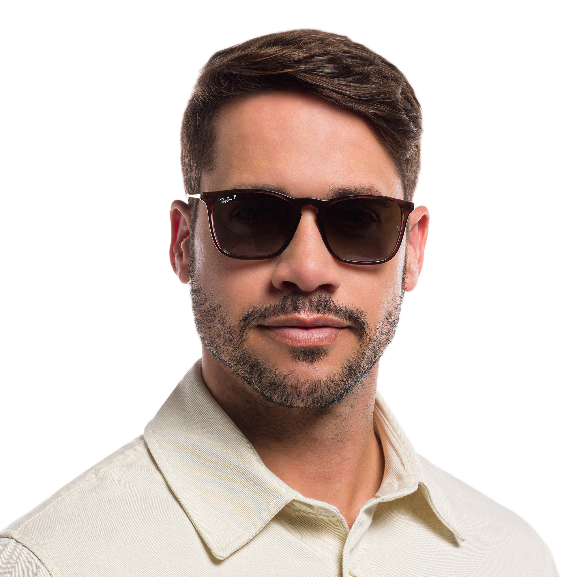 Ray-Ban Chris Square Sunglasses in Transparent Brown – Product Photo 6