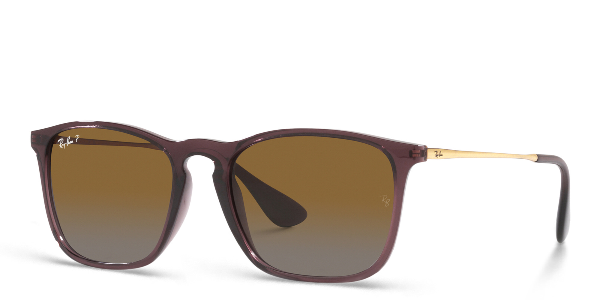 Ray-Ban Chris Square Sunglasses in Transparent Brown – Product Photo 2
