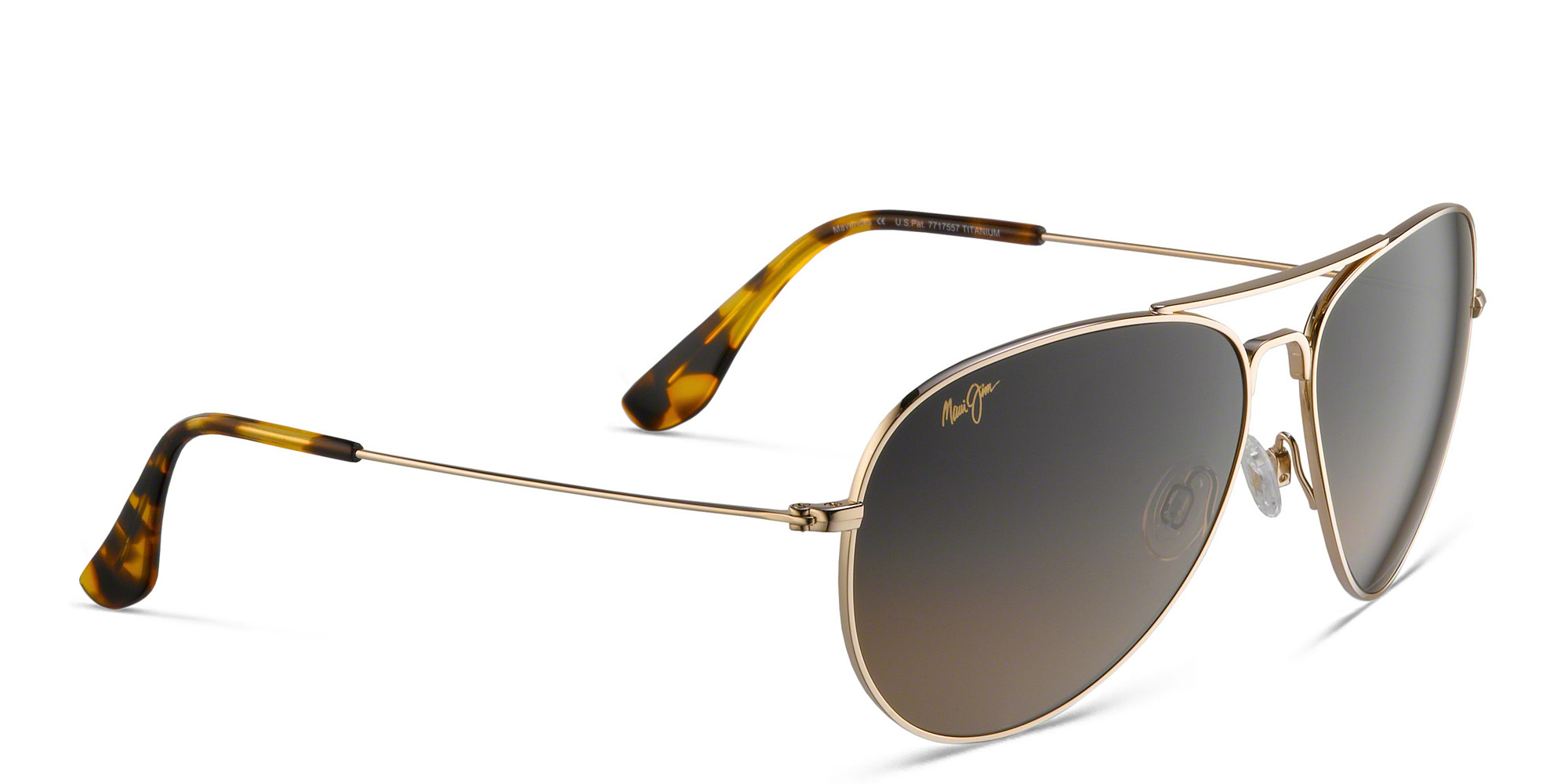 Maui Jim Mavericks Unisex Wide Aviator Sunglasses in Gold – Product Photo 2