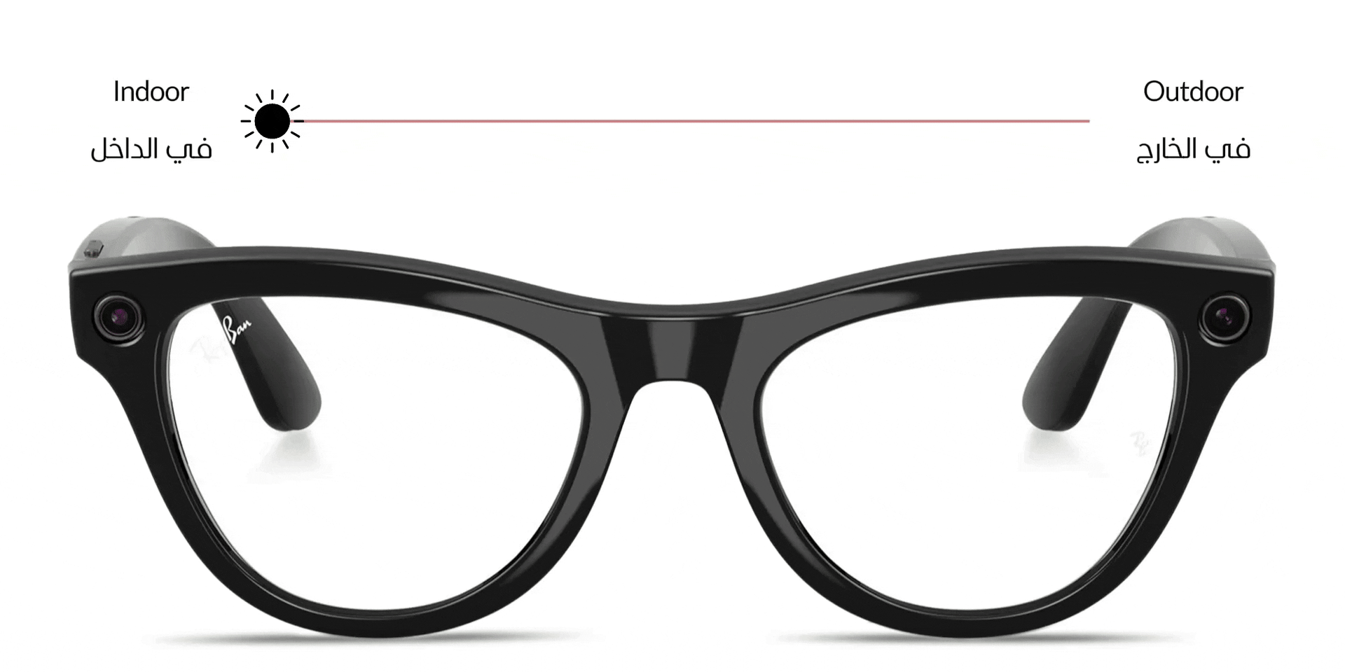 Shop Ray-Ban Meta Skyler Transitions® Unisex Cat-Eye Sunglasses in Shiny Black online.