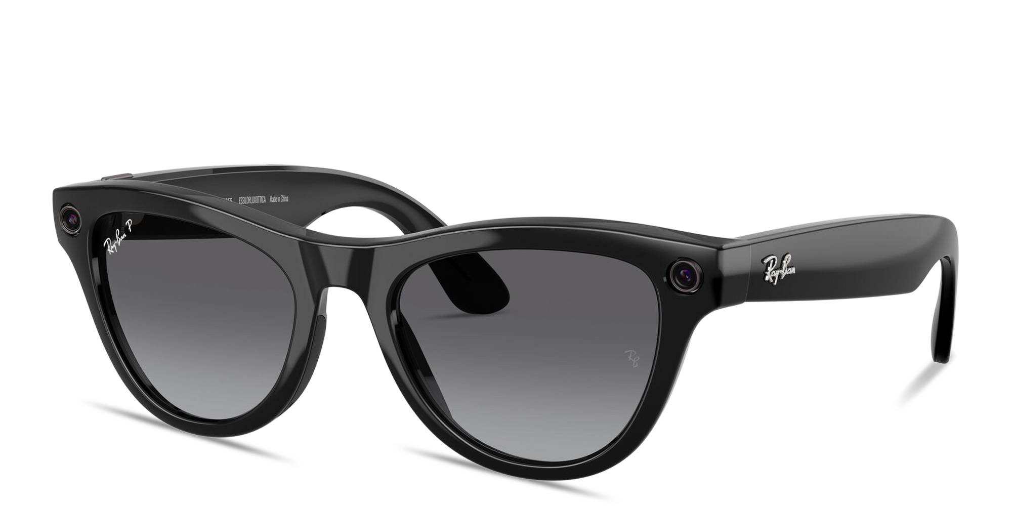 Shop Ray-Ban Meta Skyler Unisex Cat-Eye Sunglasses in Shiny Black online.