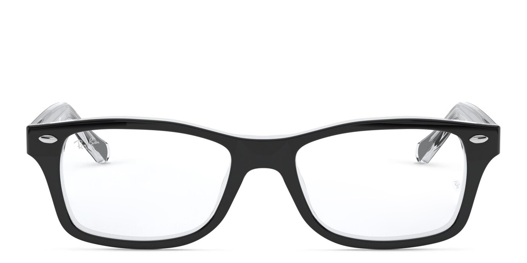 Ray-Ban Junior Kids Square Eyeglasses in Black On Transparent – Product Photo 1