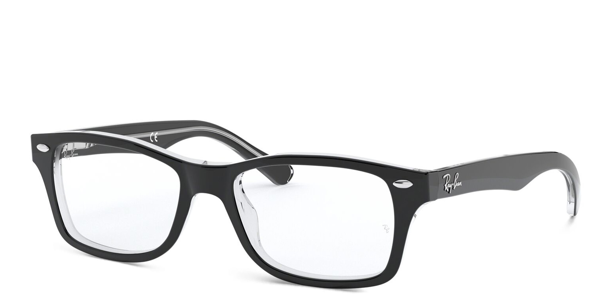 Ray-Ban Junior Kids Square Eyeglasses in Black On Transparent – Product Photo 2