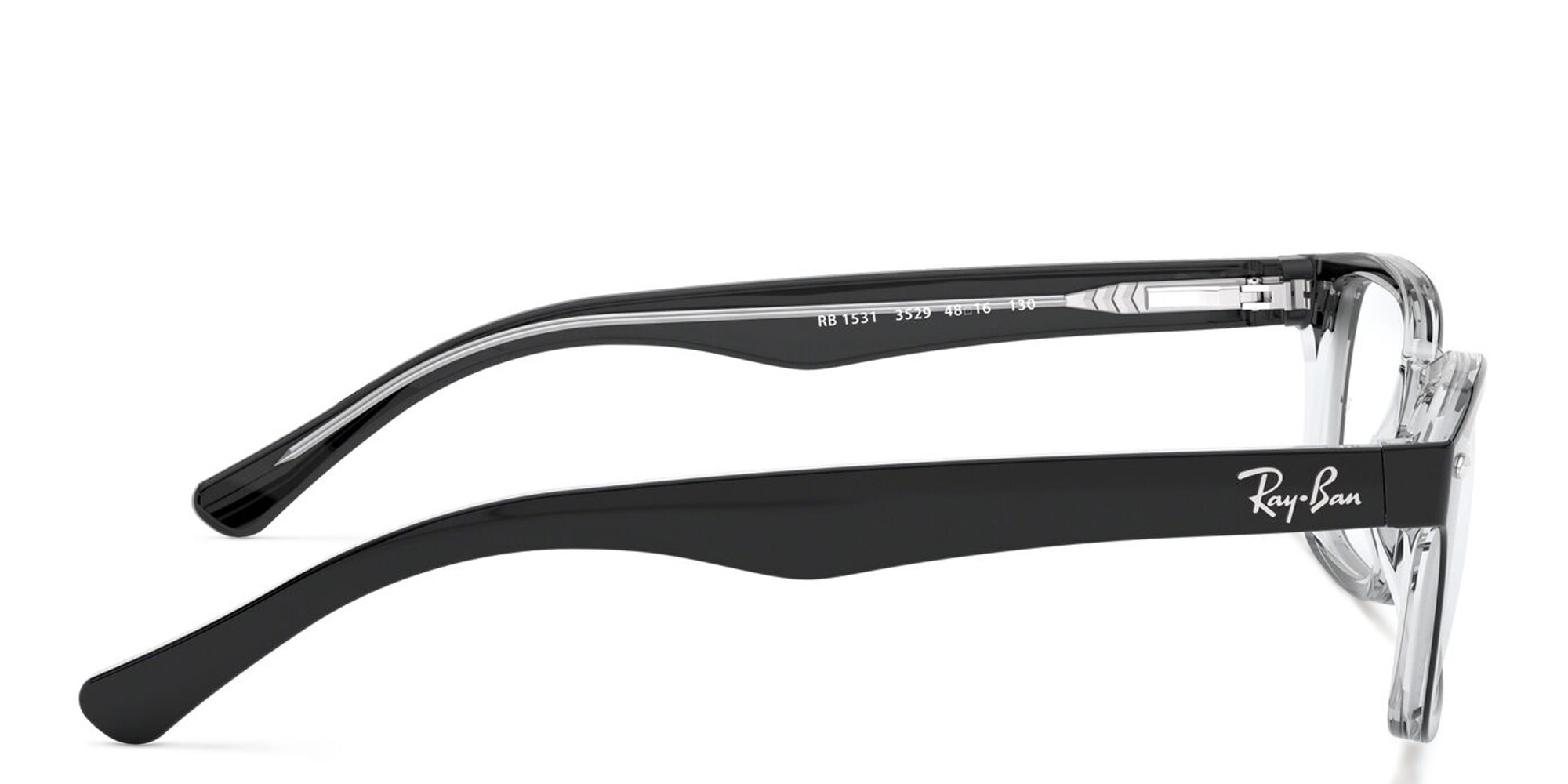 Ray-Ban Junior Kids Square Eyeglasses in Black On Transparent – Product Photo 3