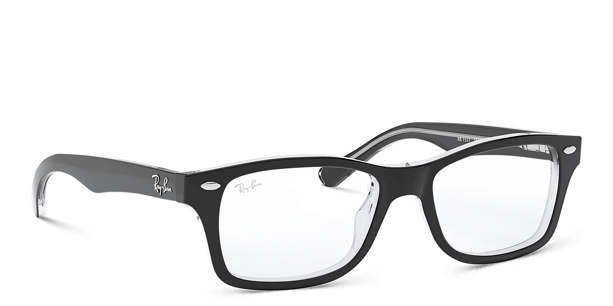 Ray-Ban Junior Kids Square Eyeglasses in Black On Transparent – Product Photo 4