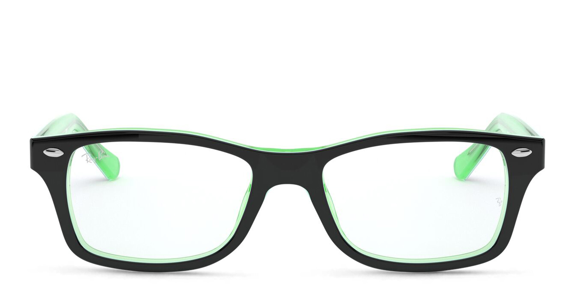 Shop Ray-Ban Junior Kids Square Eyeglasses in Black On Green online.