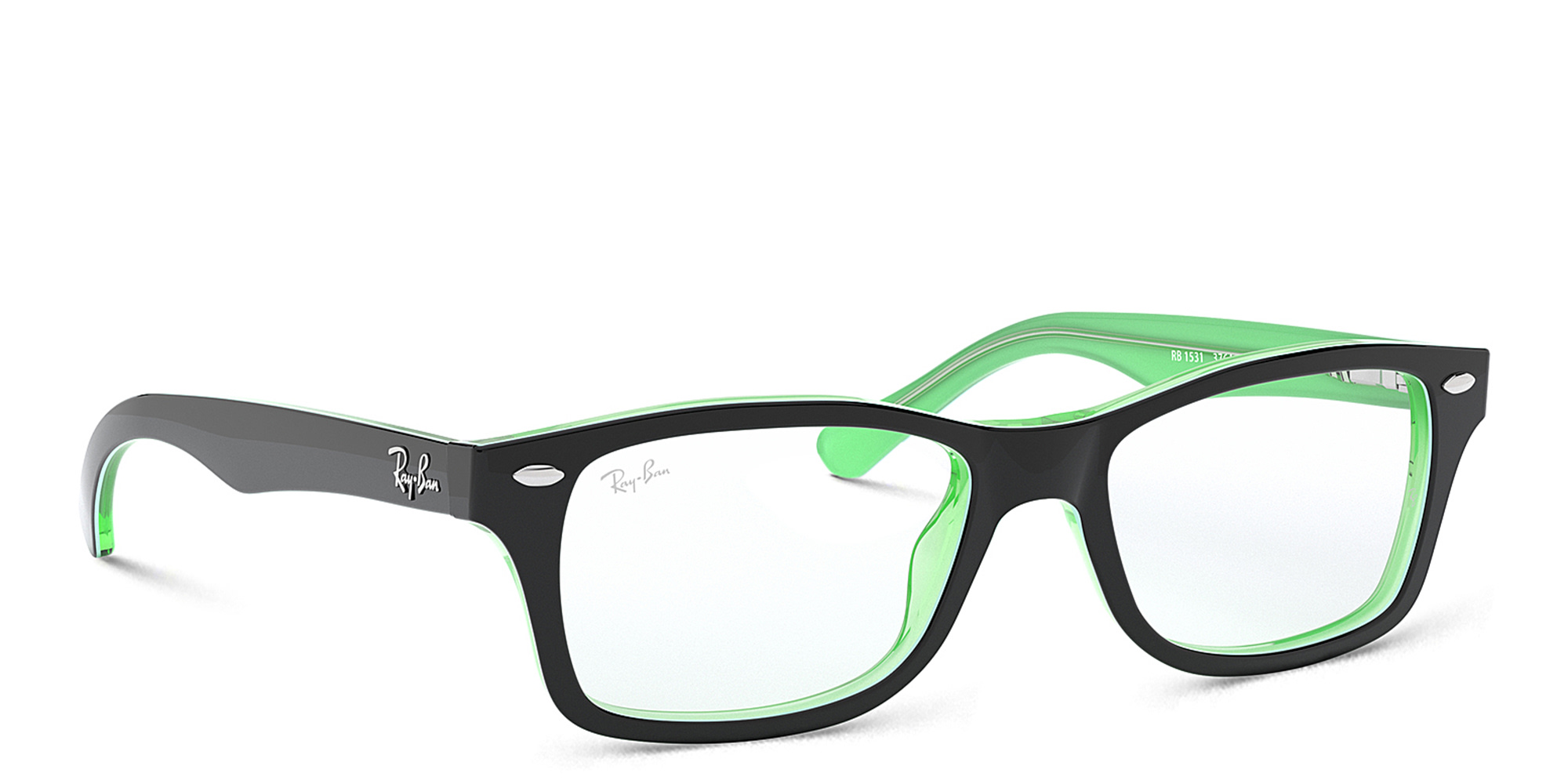 Shop Ray-Ban Junior Kids Square Eyeglasses in Black On Green online.
