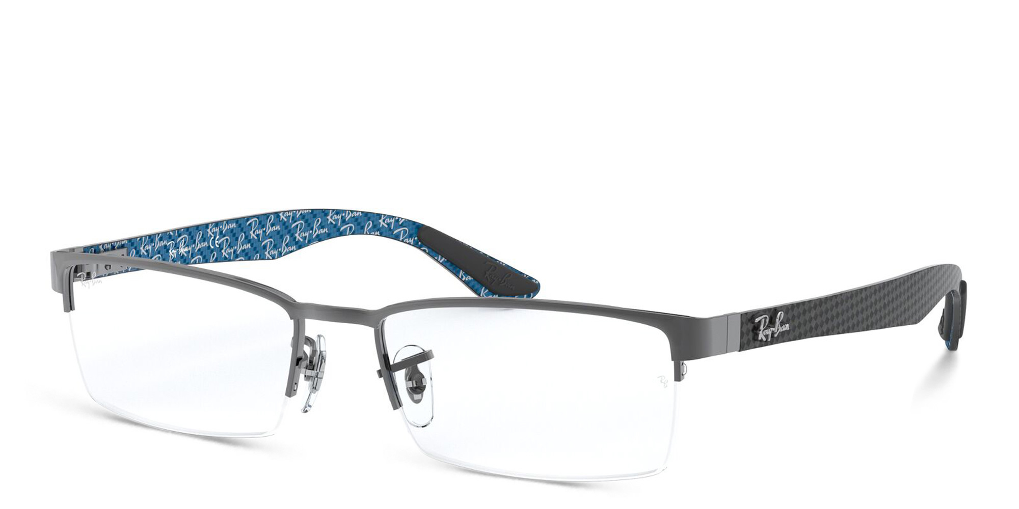 نظارة طبية مستطيلة بنصف إطار للجنسين من راي بان بلون رصاصي - صورة المنتج 2