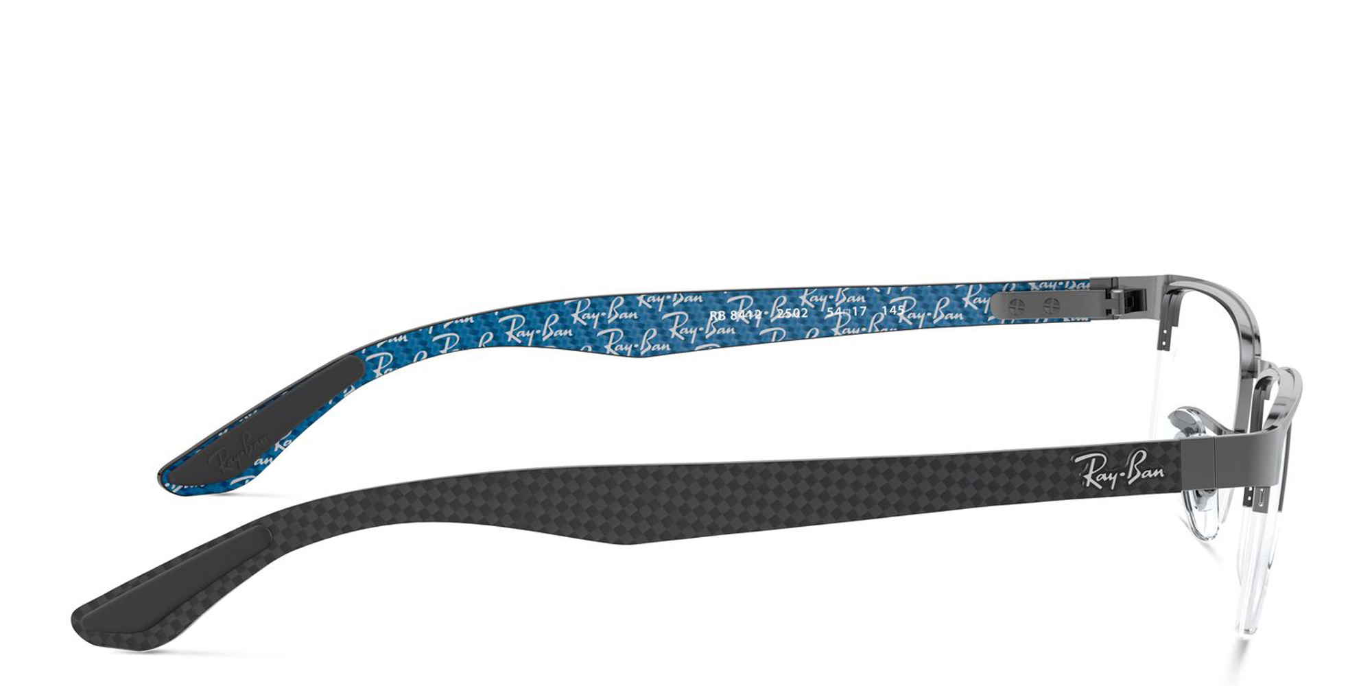 نظارة طبية مستطيلة بنصف إطار للجنسين من راي بان بلون رصاصي - صورة المنتج 3