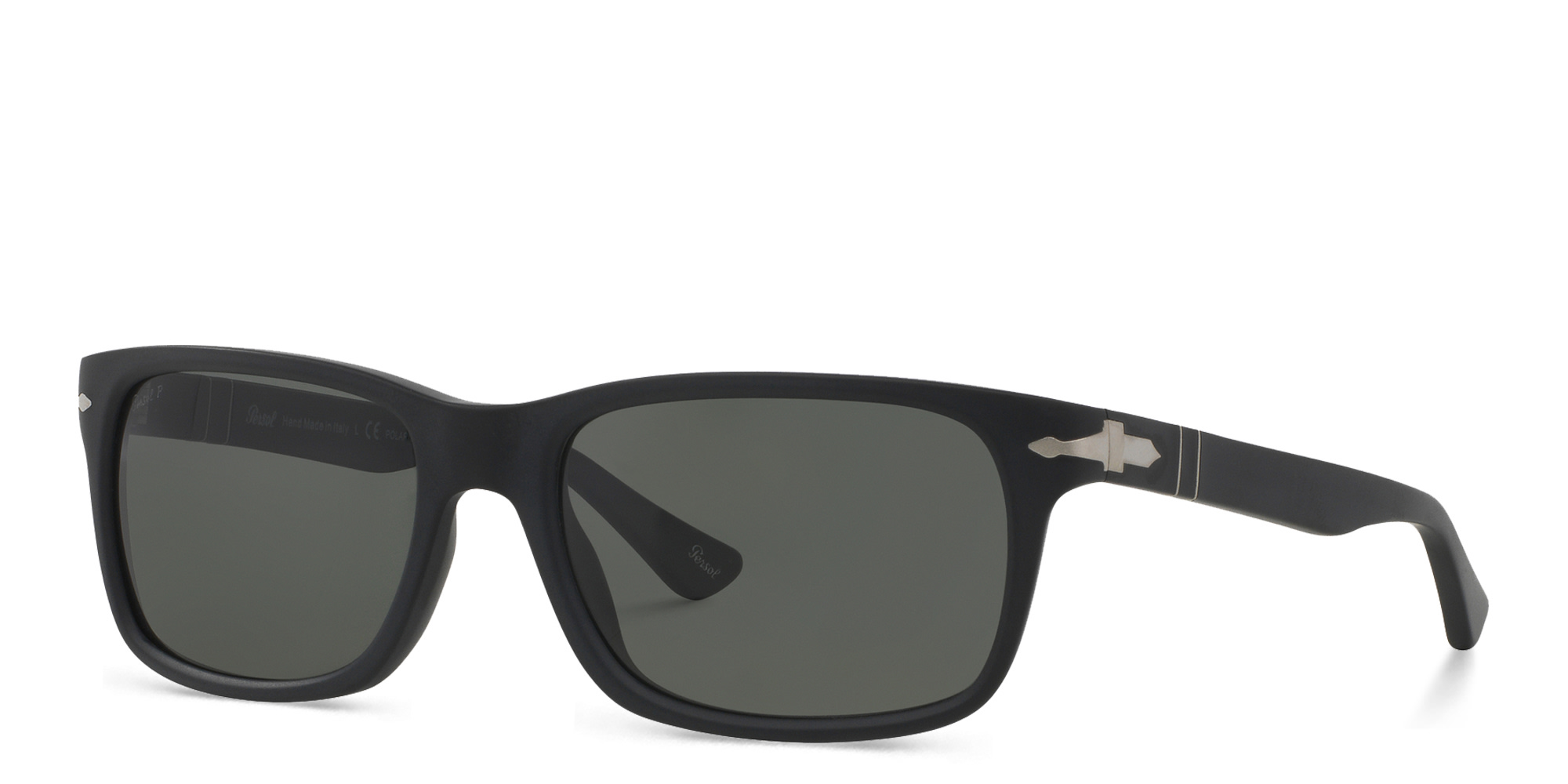 Shop PERSOL Rectangle Sunglasses in Black online.