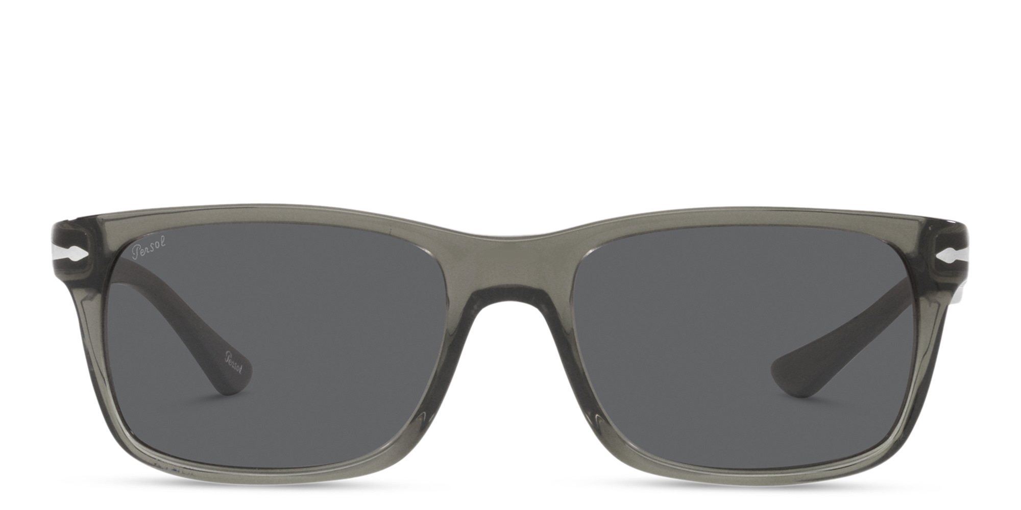Shop PERSOL Rectangle Sunglasses in Transparent Grey online.
