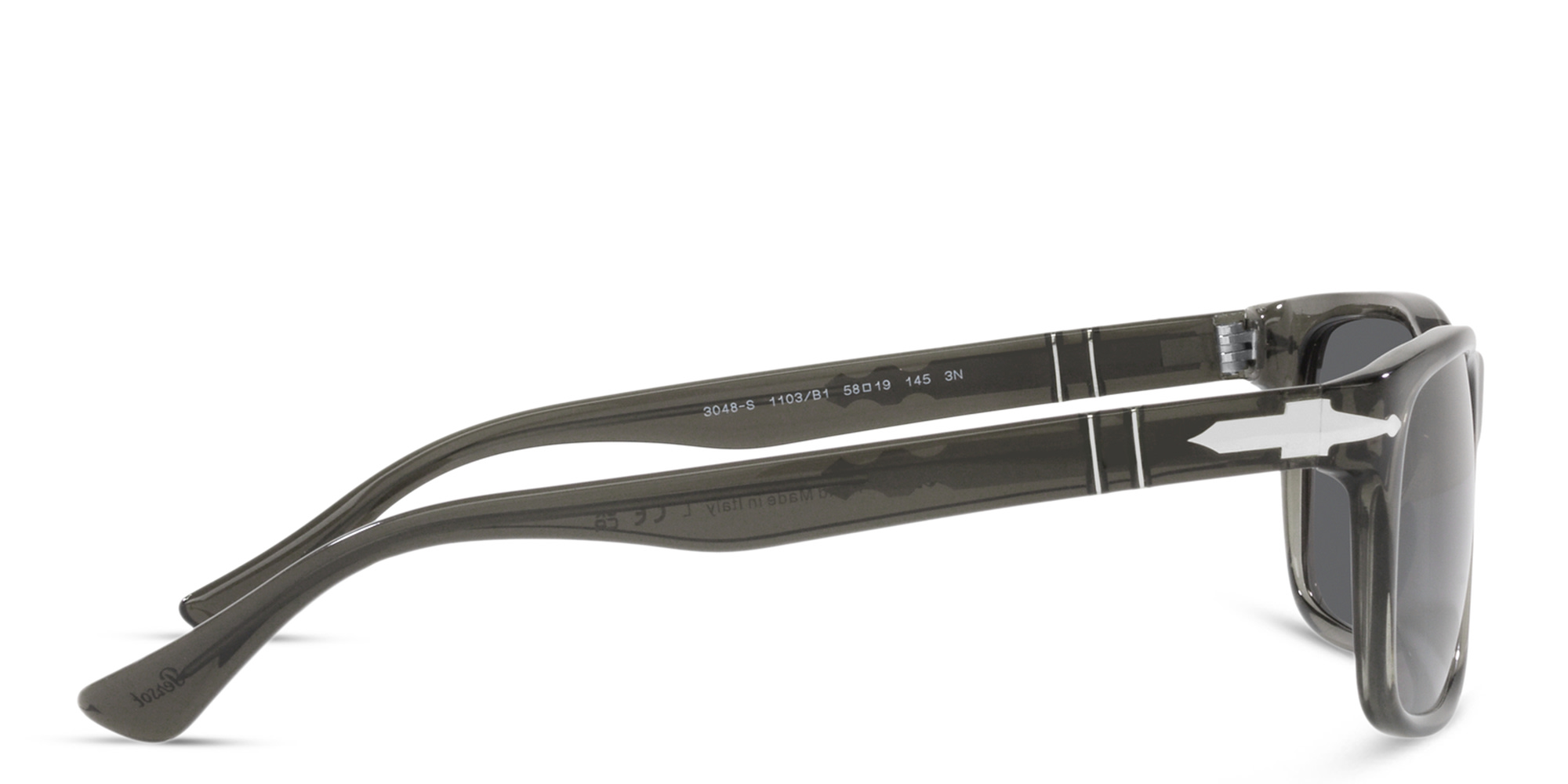 Shop PERSOL Rectangle Sunglasses in Transparent Grey online.