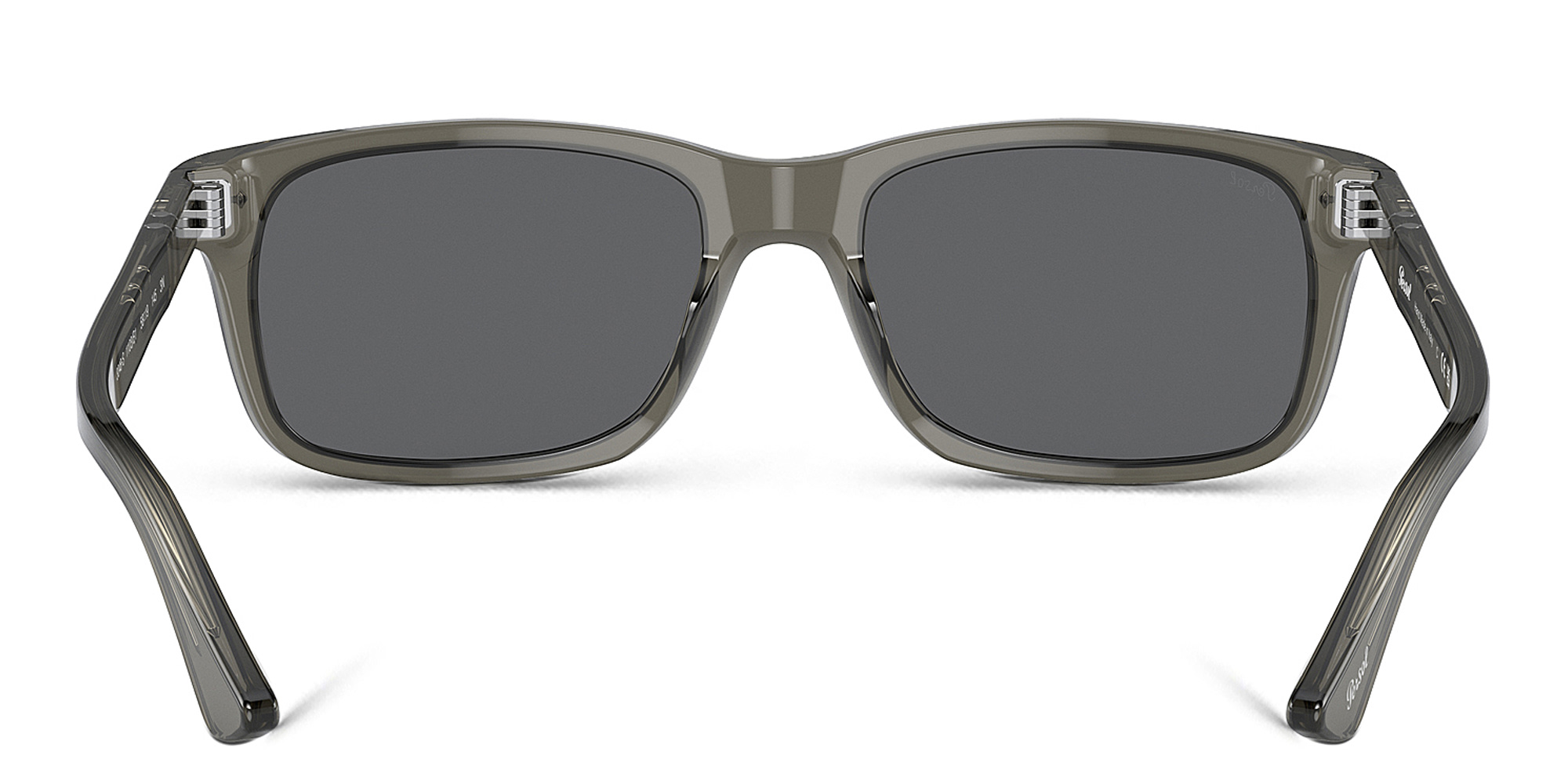 Shop PERSOL Rectangle Sunglasses in Transparent Grey online.