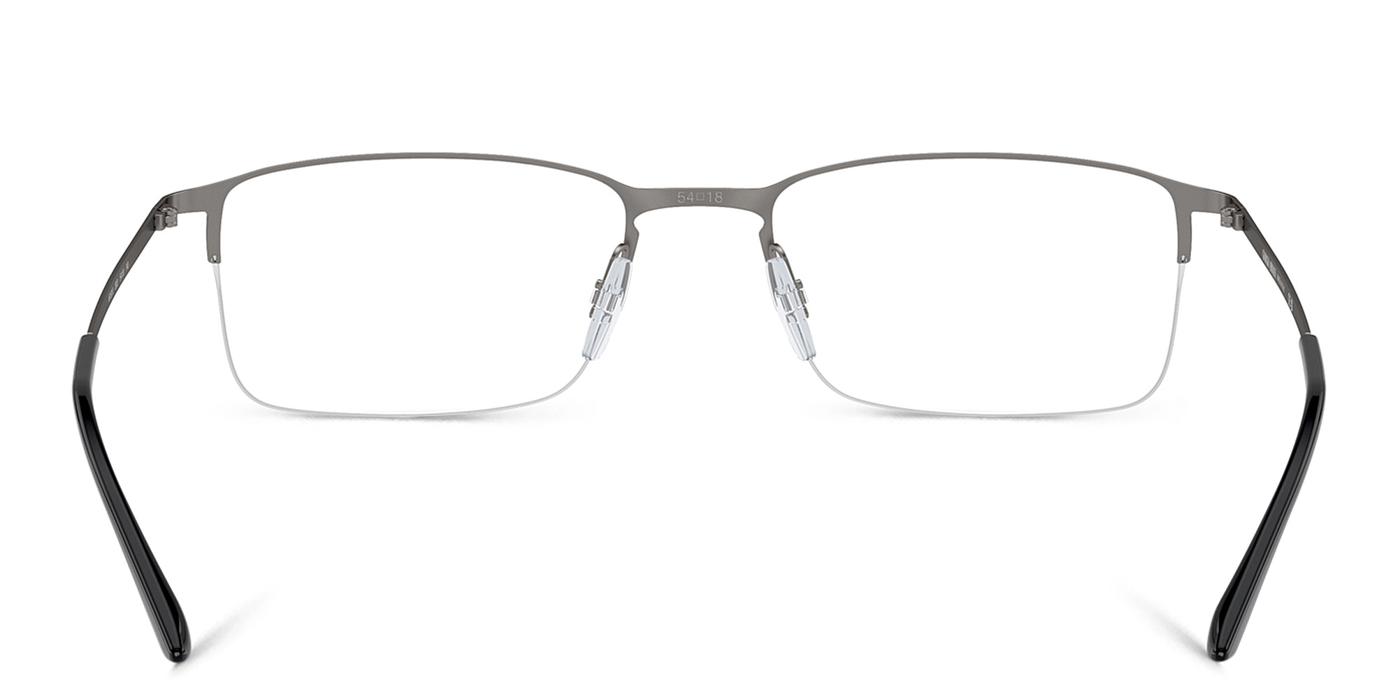 Shop GIORGIO ARMANI Logo Half-Rim Rectangle Eyeglasses in Matte Gunmetal online.