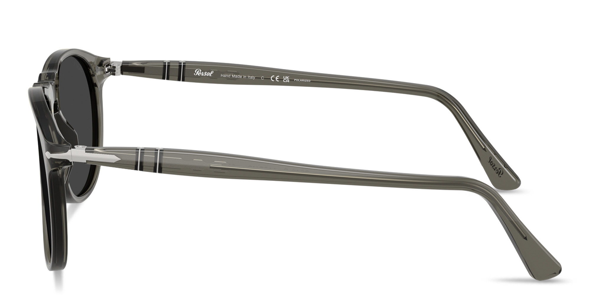 PERSOL Arrow Emblem Pilot Sunglasses in Smoke – Product Photo 3