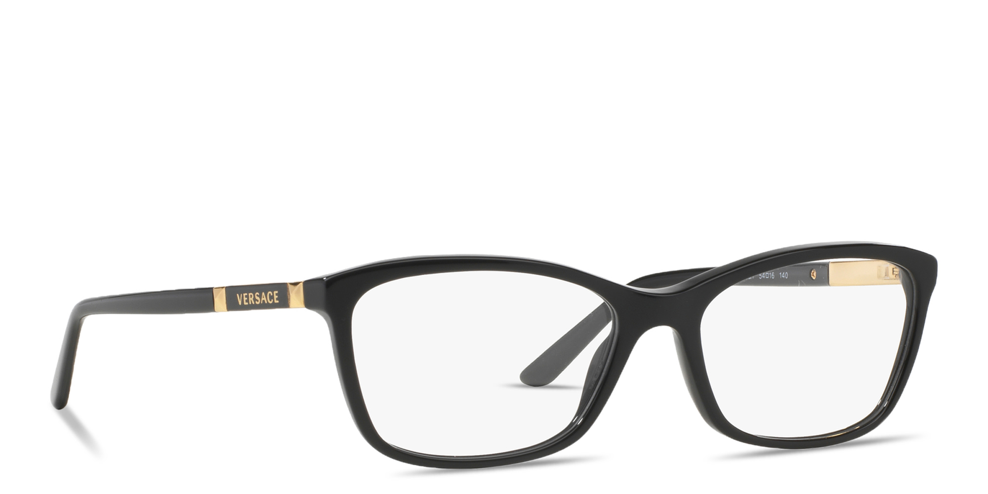 VERSACE Logo Lettering Cat-Eye Eyeglasses in Black – Product Photo 4