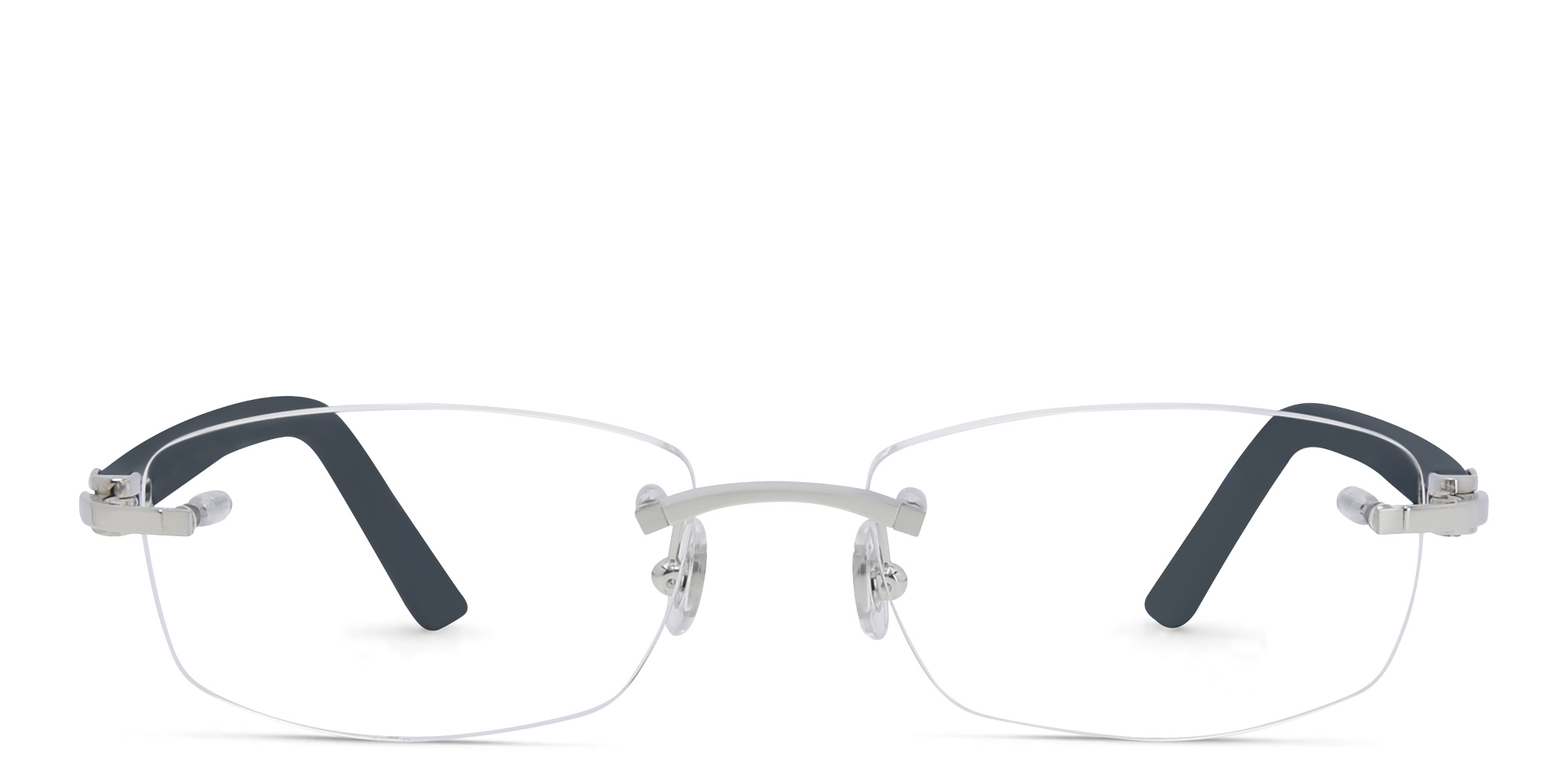 Shop Cartier Signature C de Cartier Unisex Rimless Rectangle Eyeglasses in Silver online.