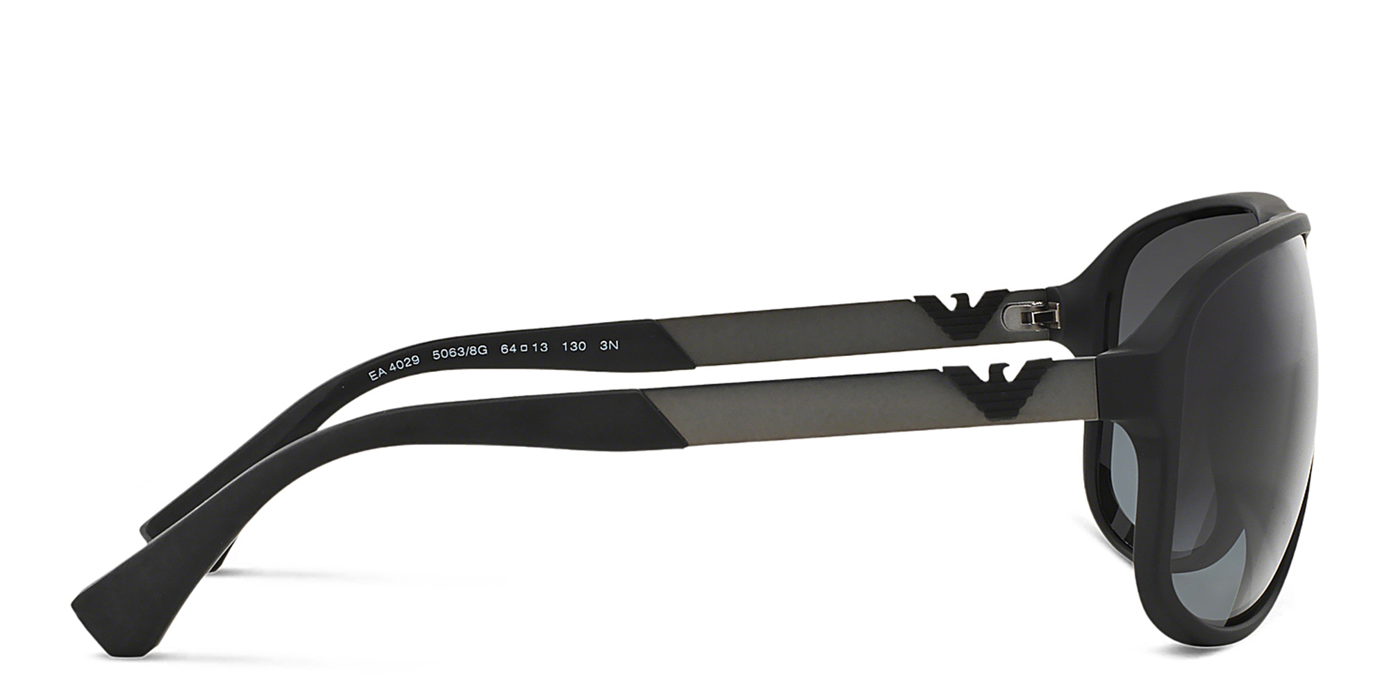 Emporio Armani Unisex Square Sunglasses in Rubber Black – Product Photo 3