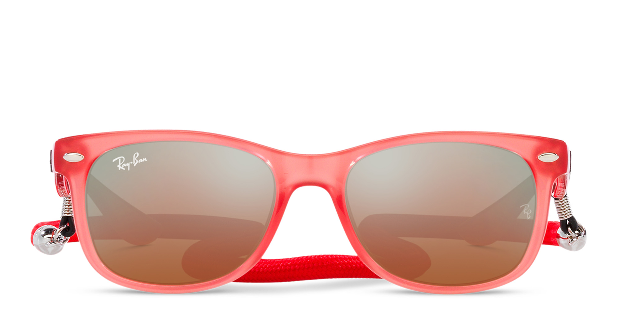 Ray-Ban Junior New Wayfarer Kids Square Sunglasses in Opal Red – Product Photo 1