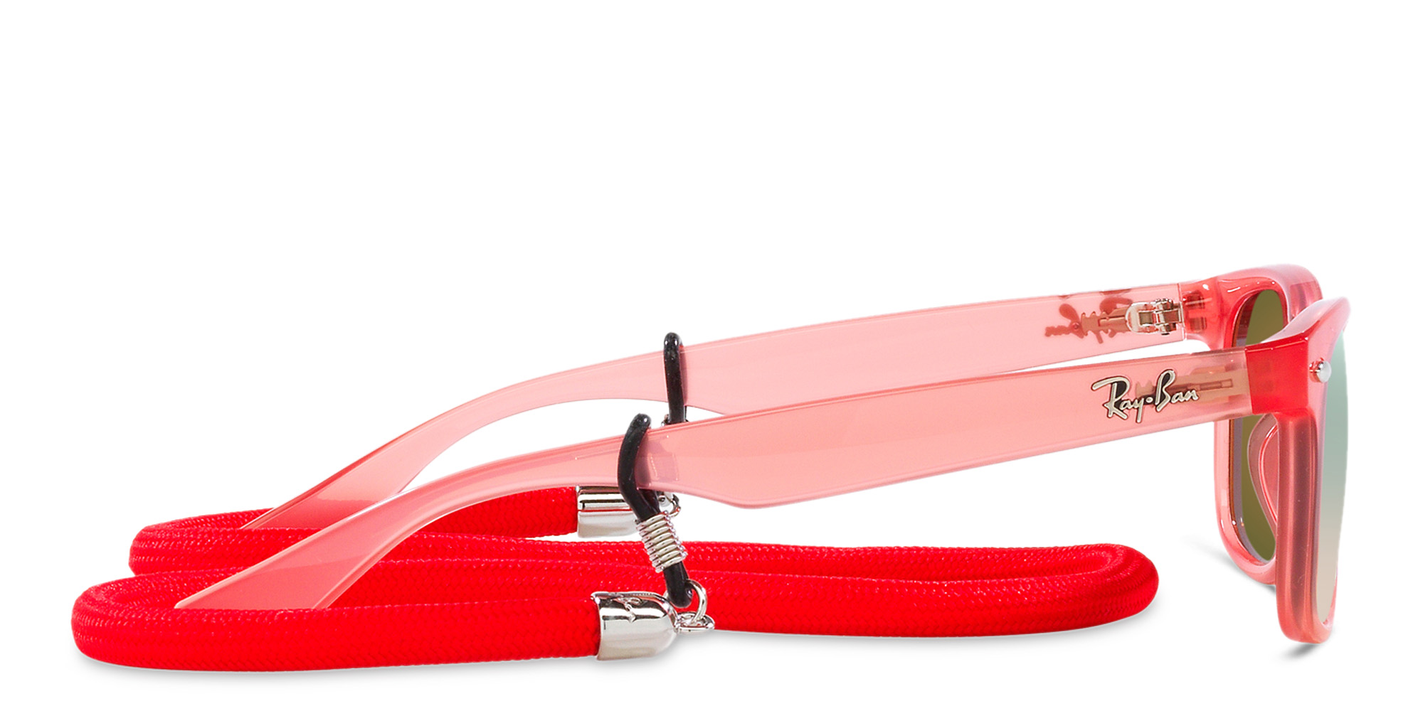 Ray-Ban Junior New Wayfarer Kids Square Sunglasses in Opal Red – Product Photo 3