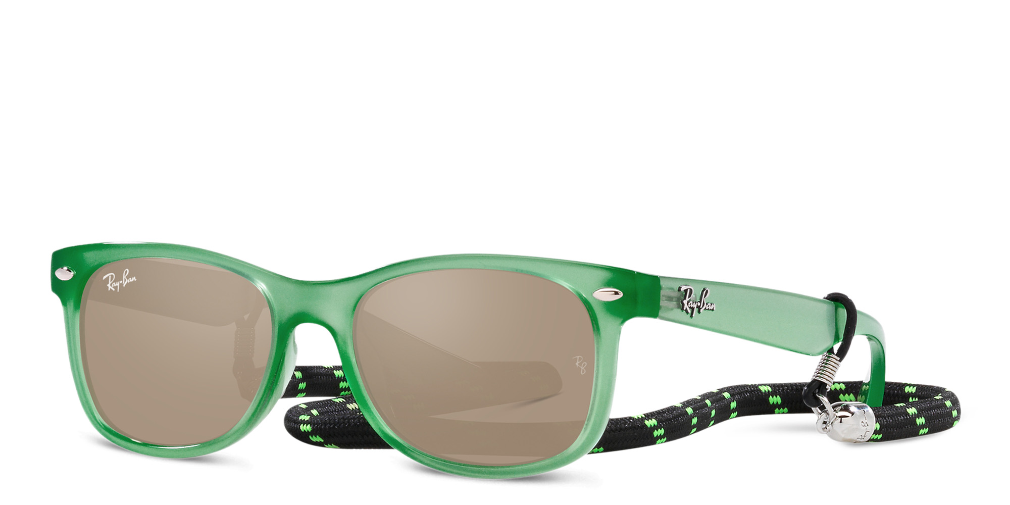 Ray-Ban Junior New Wayfarer Kids Square Sunglasses in Opal Green – Product Photo 2