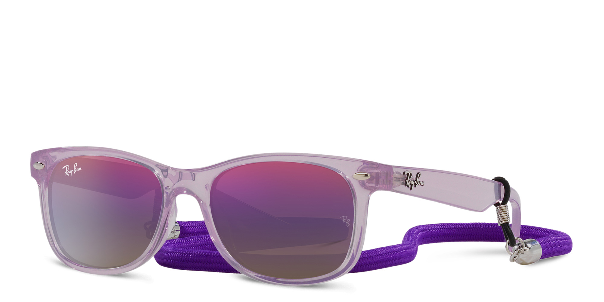 Ray-Ban Junior New Wayfarer Kids Square Sunglasses in Opal Purple – Product Photo 2