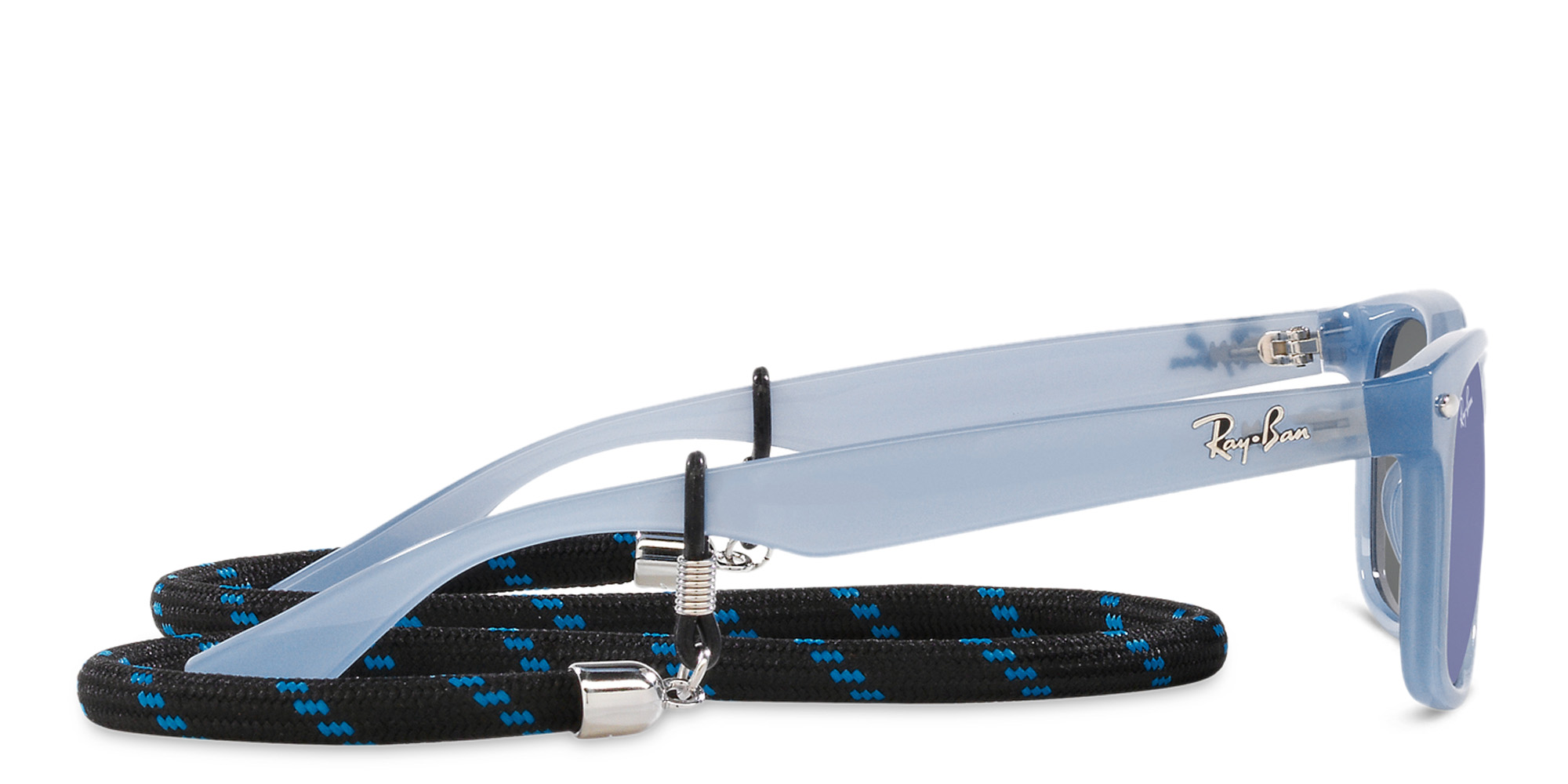 Ray-Ban Junior New Wayfarer Kids Square Sunglasses in Opal Blue – Product Photo 3