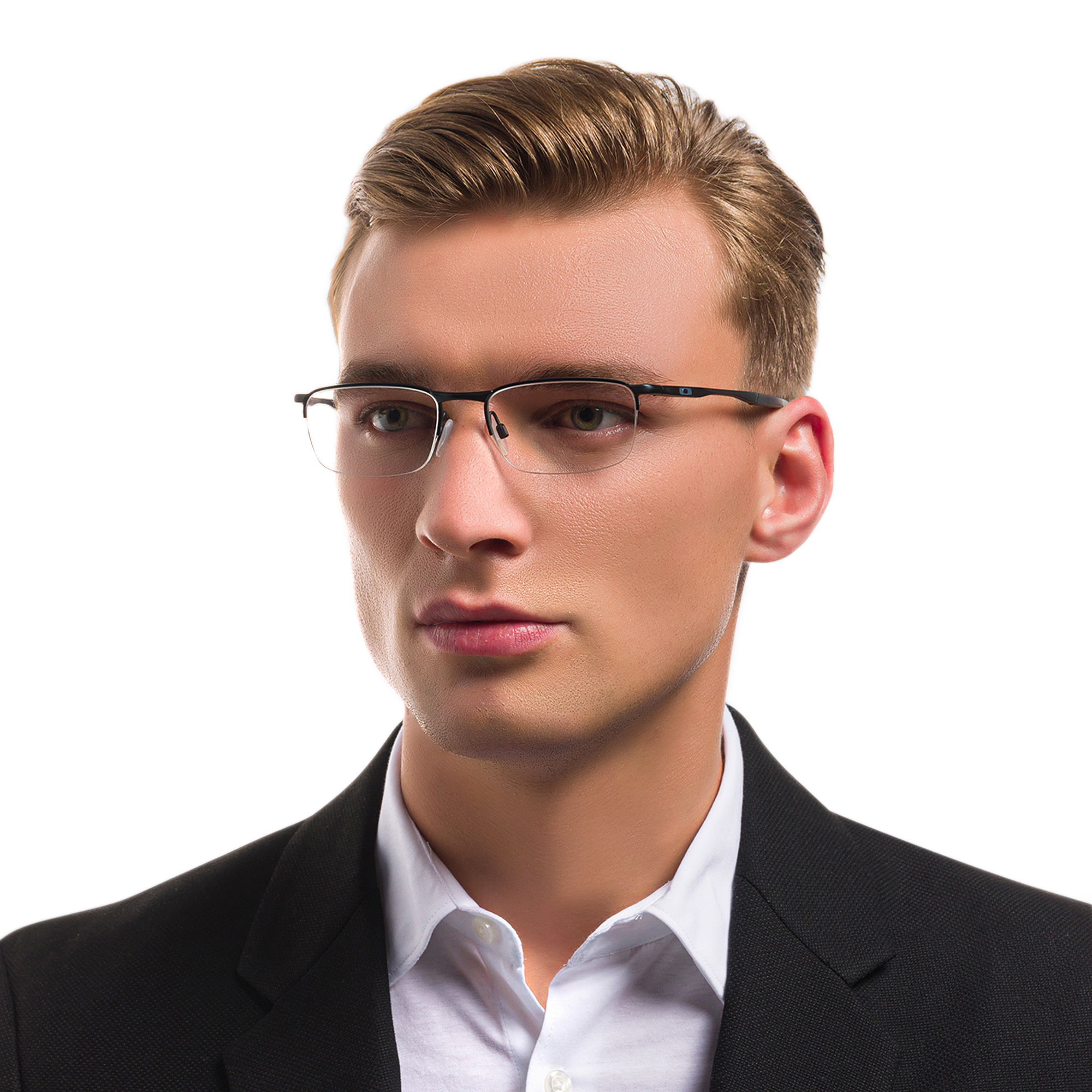Oakley Barrelhouse™ Half-Rim Rectangle Eyeglasses in Matte Black – Product Photo 5