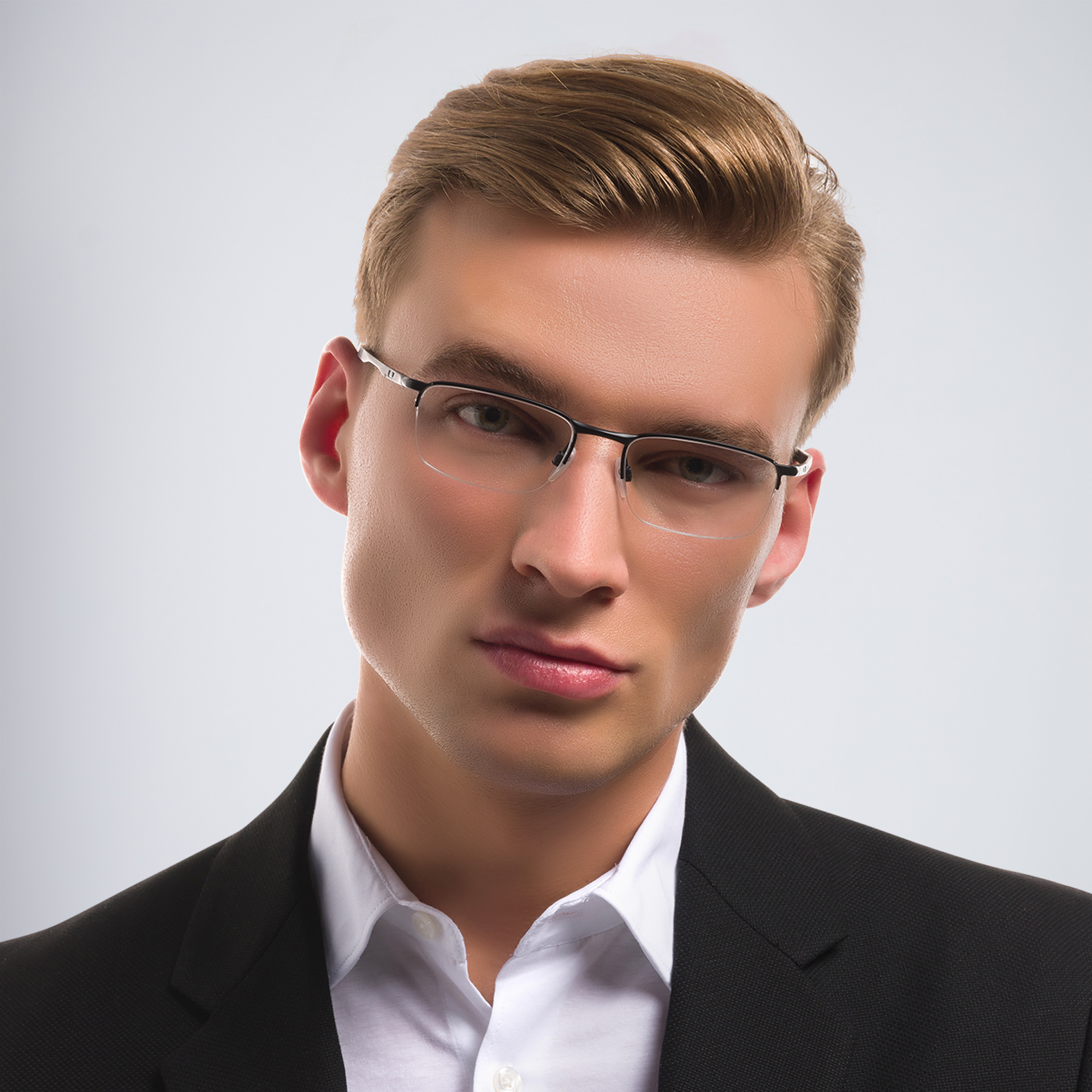 Oakley Barrelhouse™ Half-Rim Rectangle Eyeglasses in Matte Black – Product Photo 6