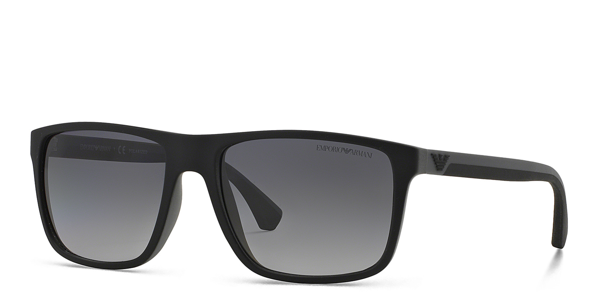 Emporio Armani Square Sunglasses in Rubber Black & Grey – Product Photo 2